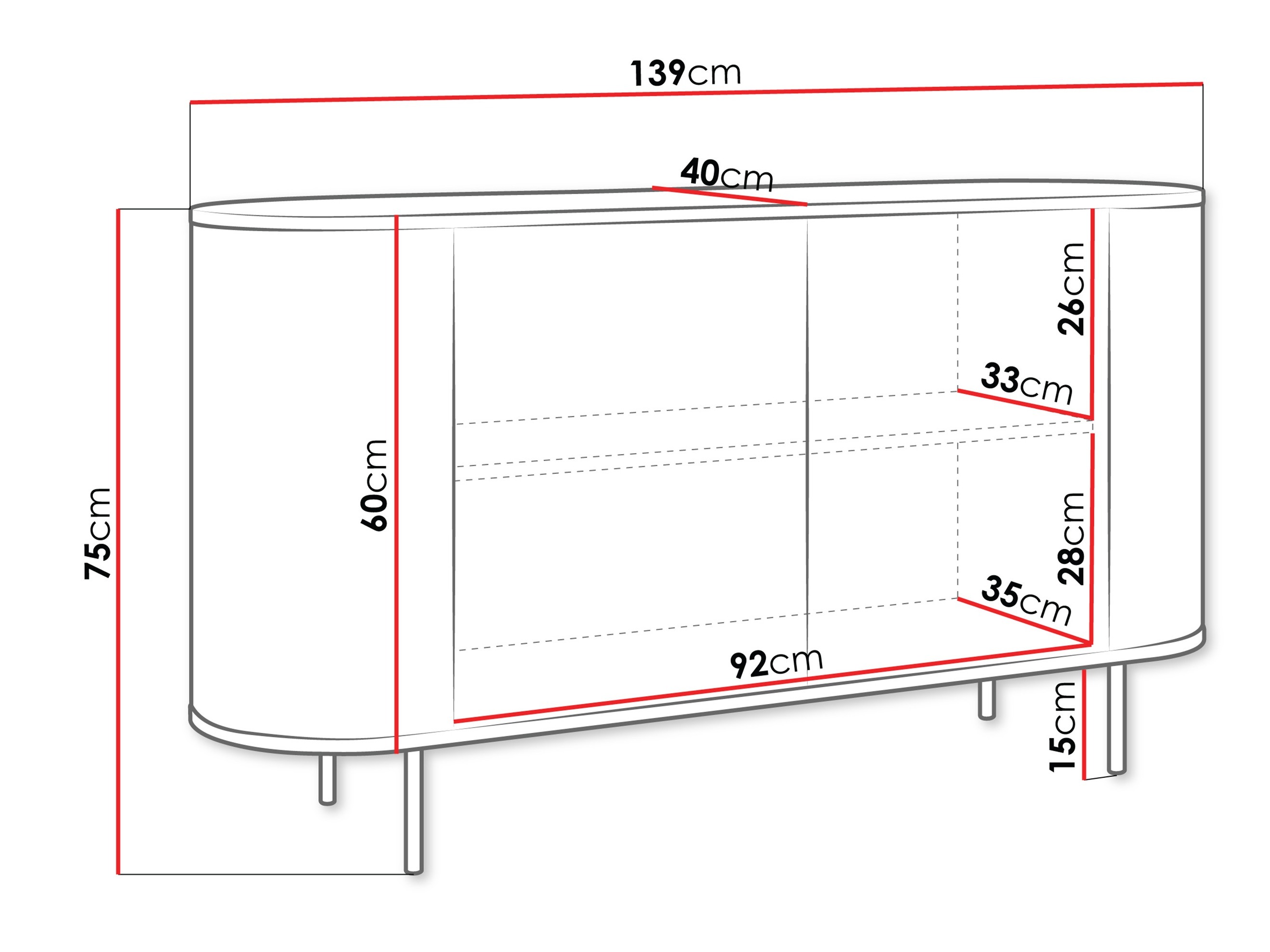 Dressoir Comfivo Livtena (Zwart marmer + Zwart)