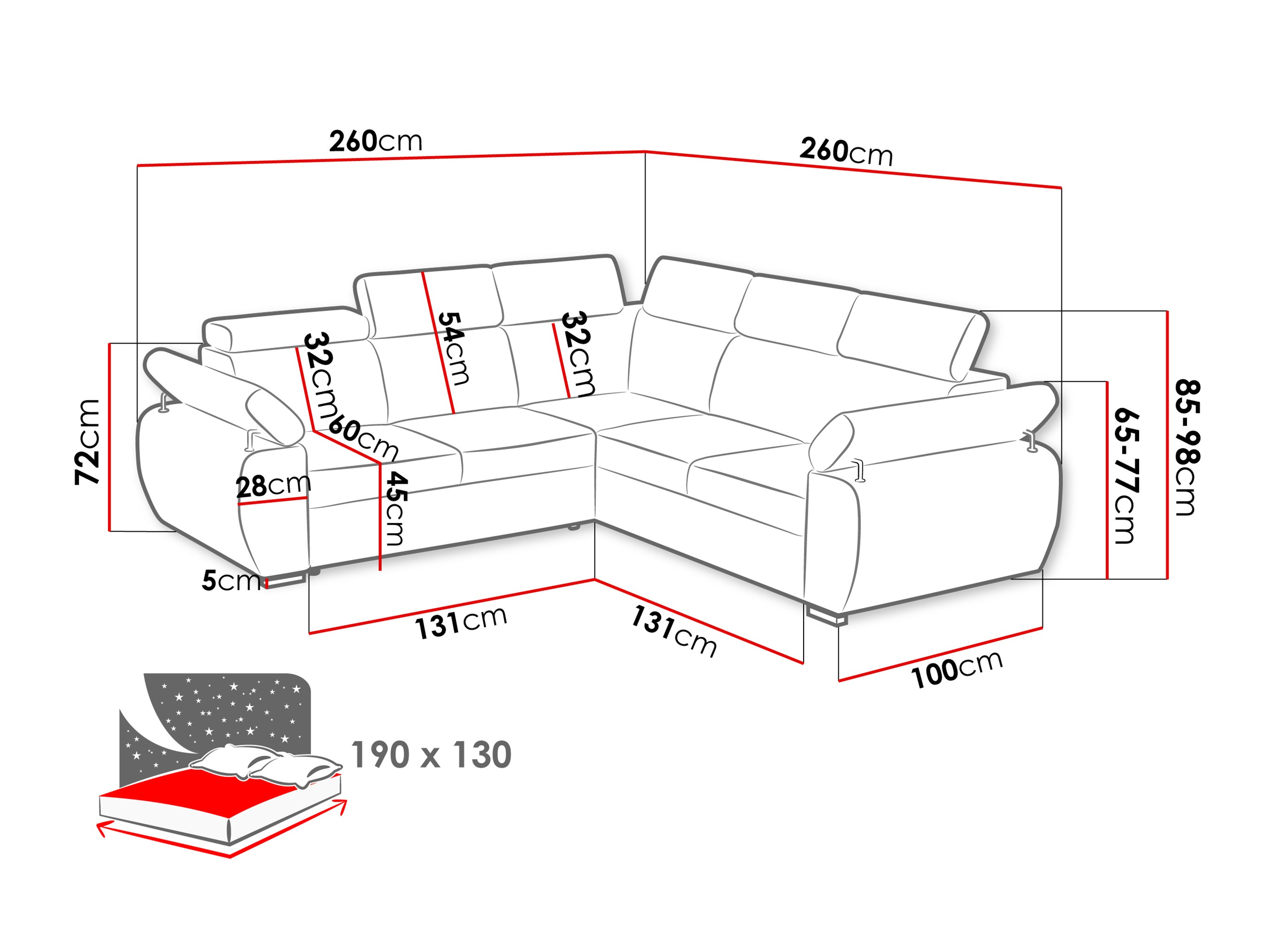 Hoekbank Columbus 215 (Aragon 80)