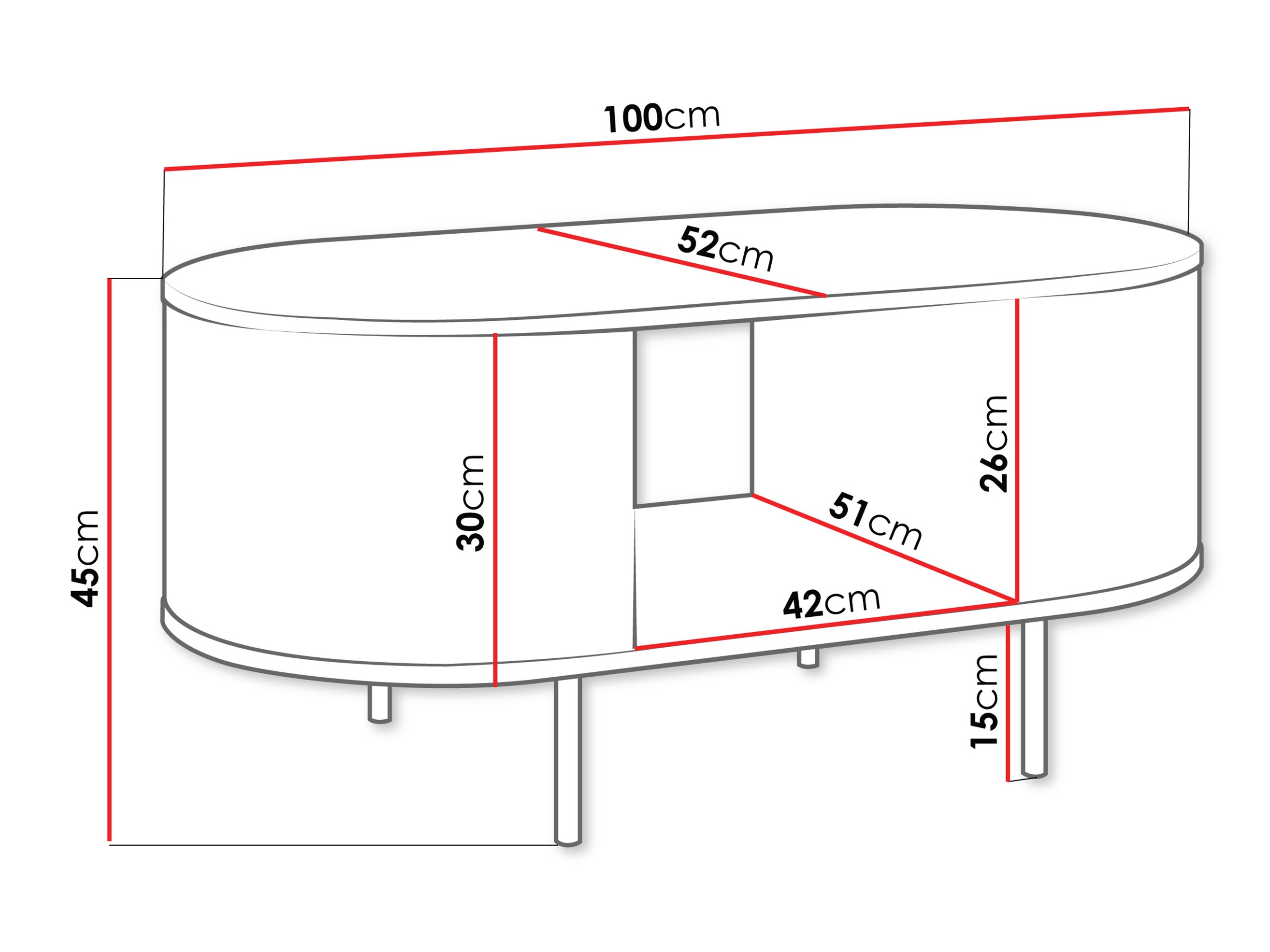 Salontafel Comfivo Livtena 104 (Zwart marmer + Zwart)