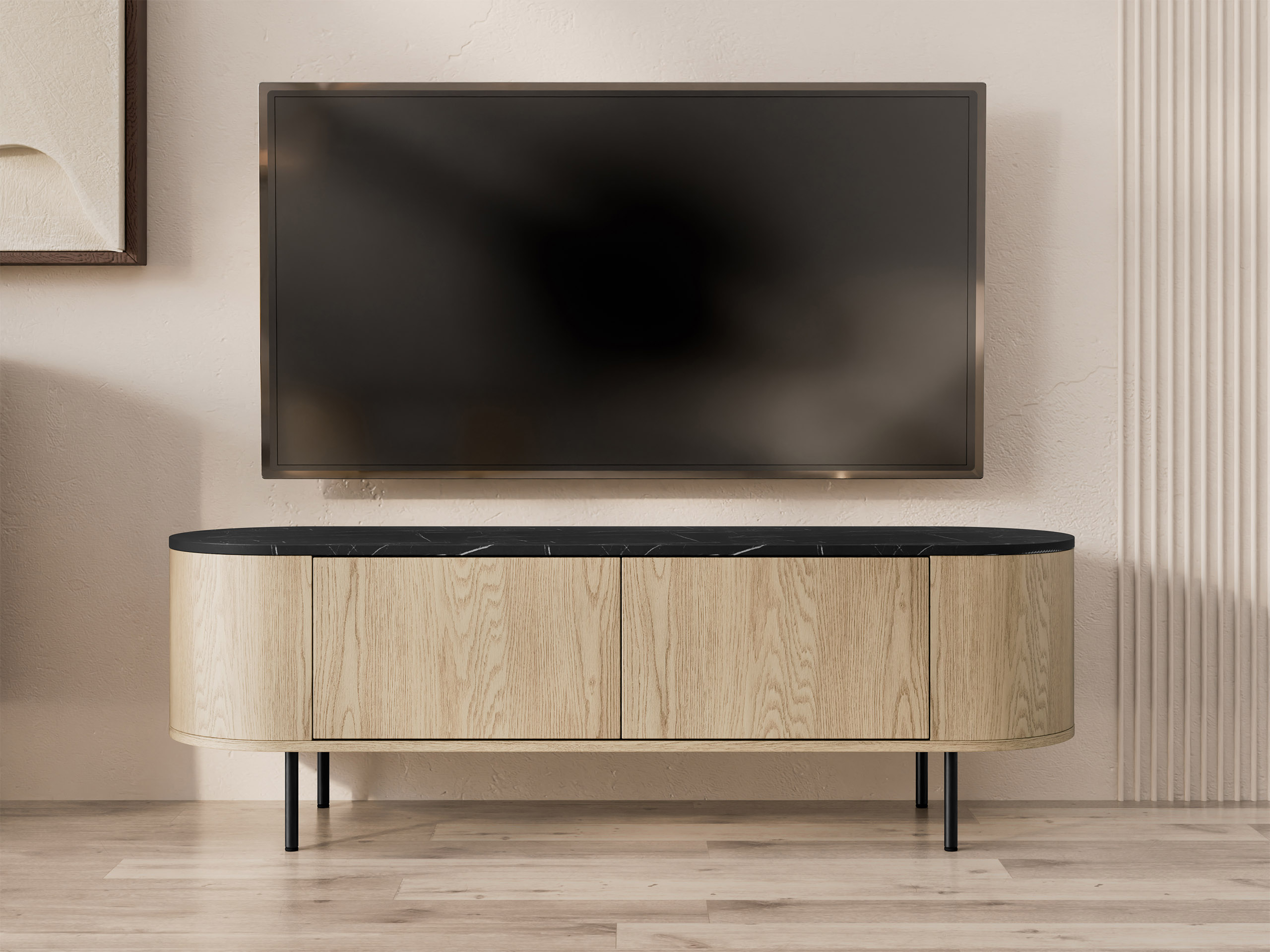 TV-meubel Comfivo Livtena 102 (Zwart marmer + Zwart)
