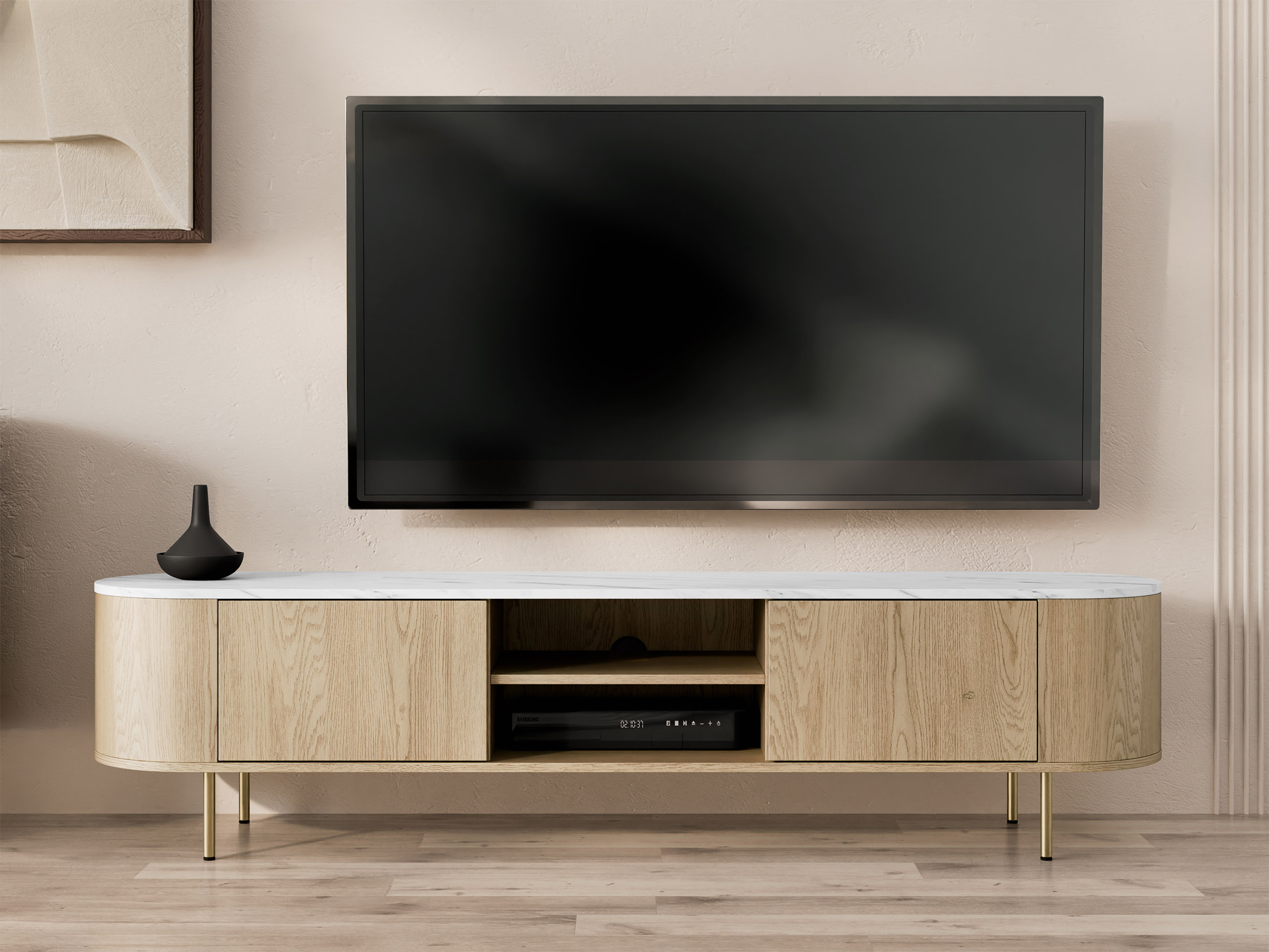 TV-meubel Comfivo Livtena I (Wit marmer + Gouden)