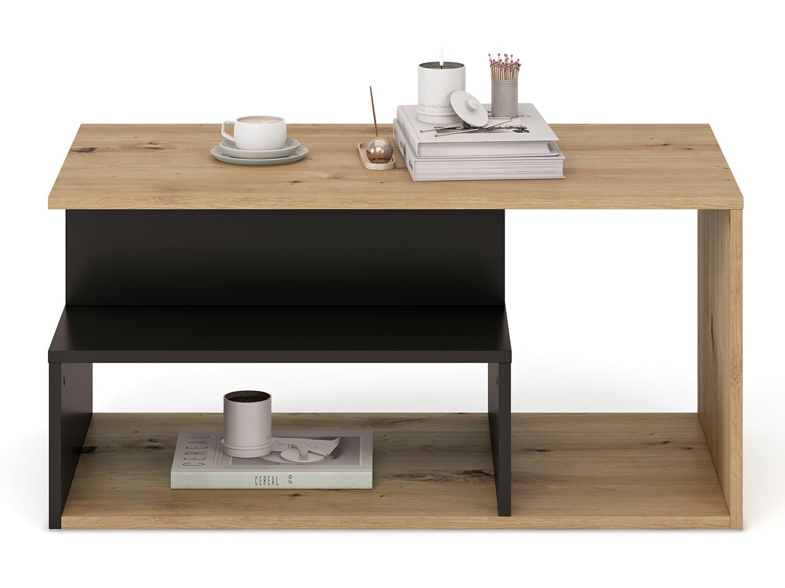 Salontafel Houston 1991 (Zwart + Artisan eiken)