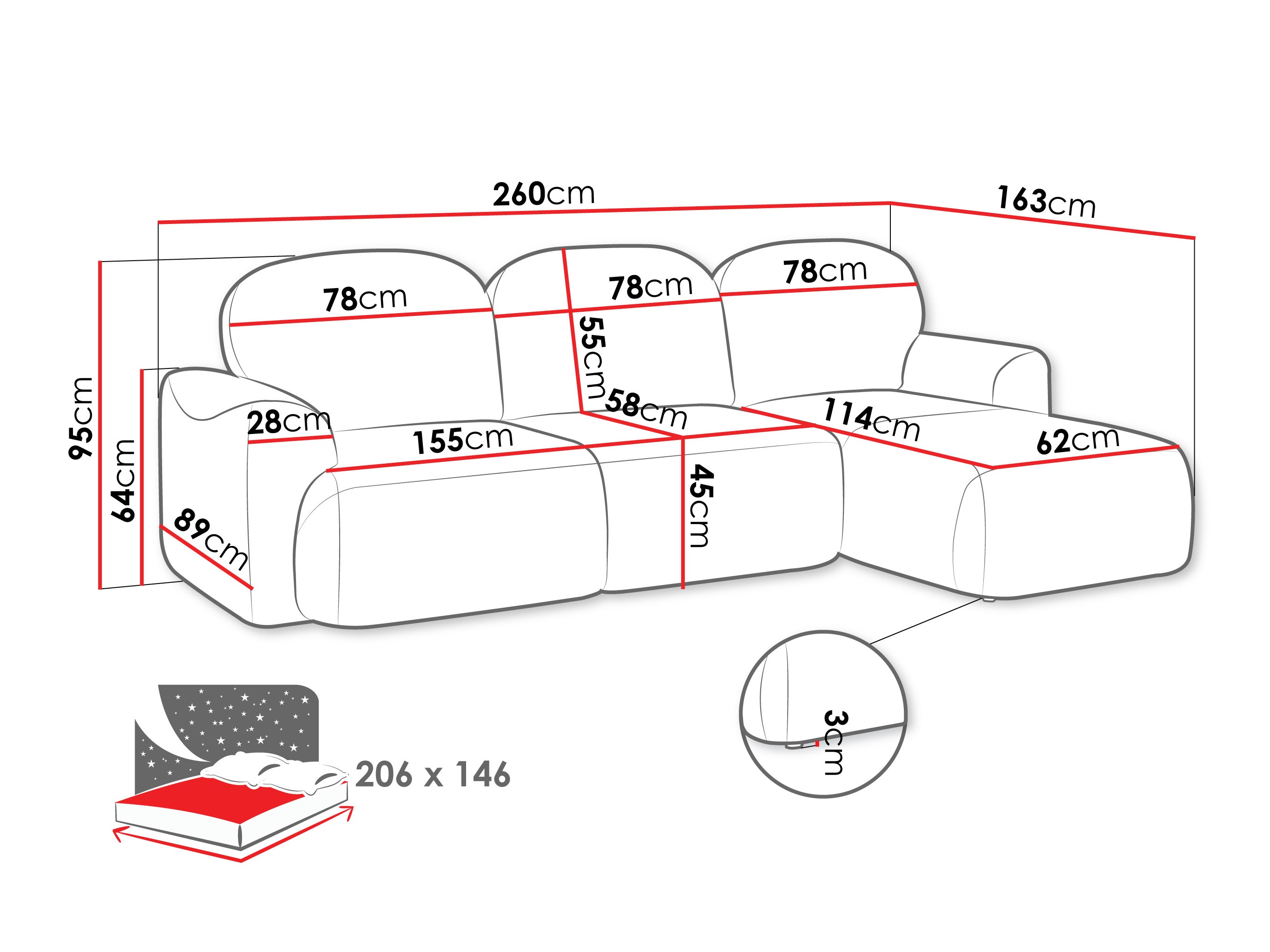 Hoekbank ComfiDream Fjoruna (Cremona 79)