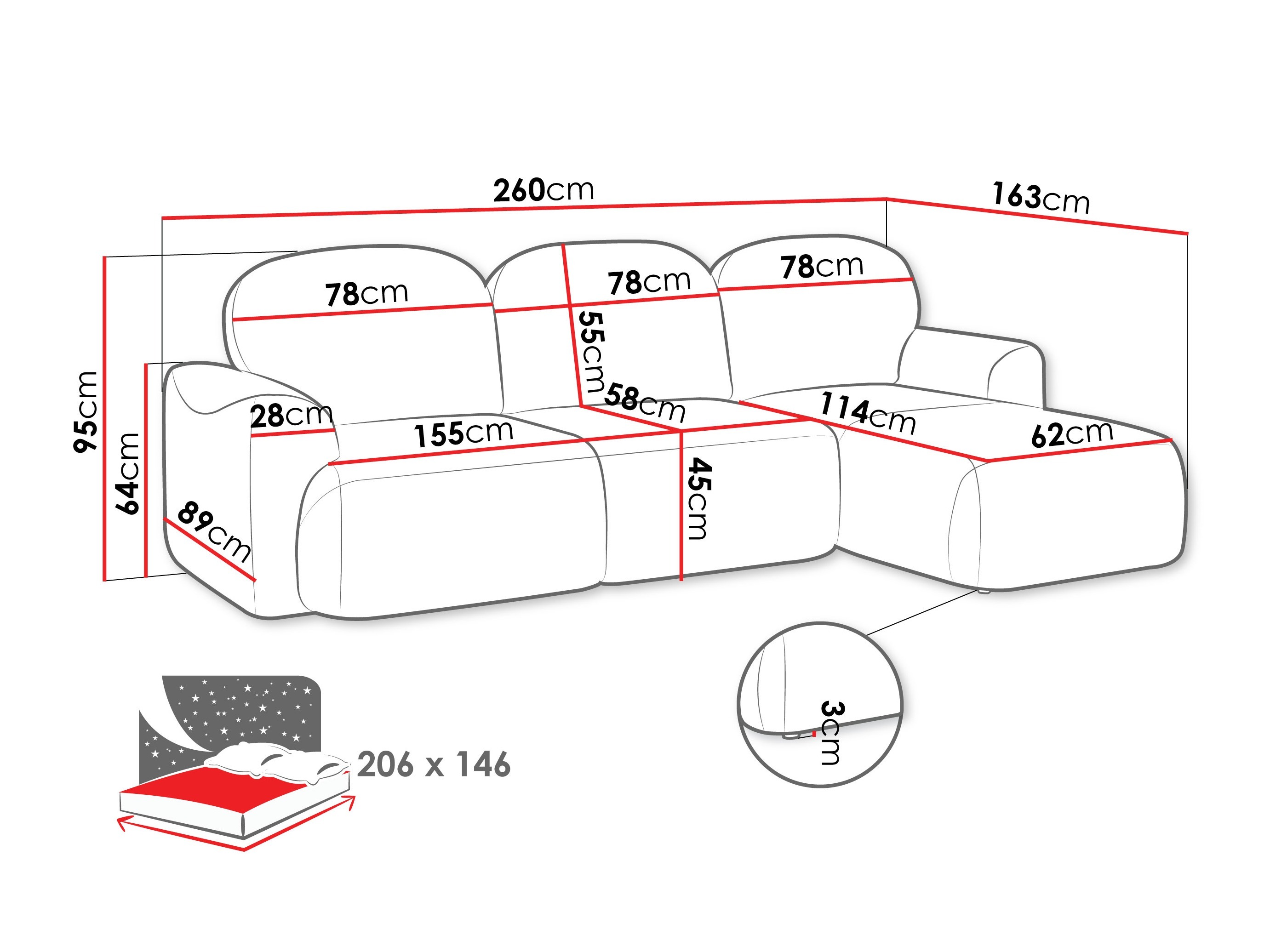 Hoekbank ComfiDream Fjoruna (Cremona 96)