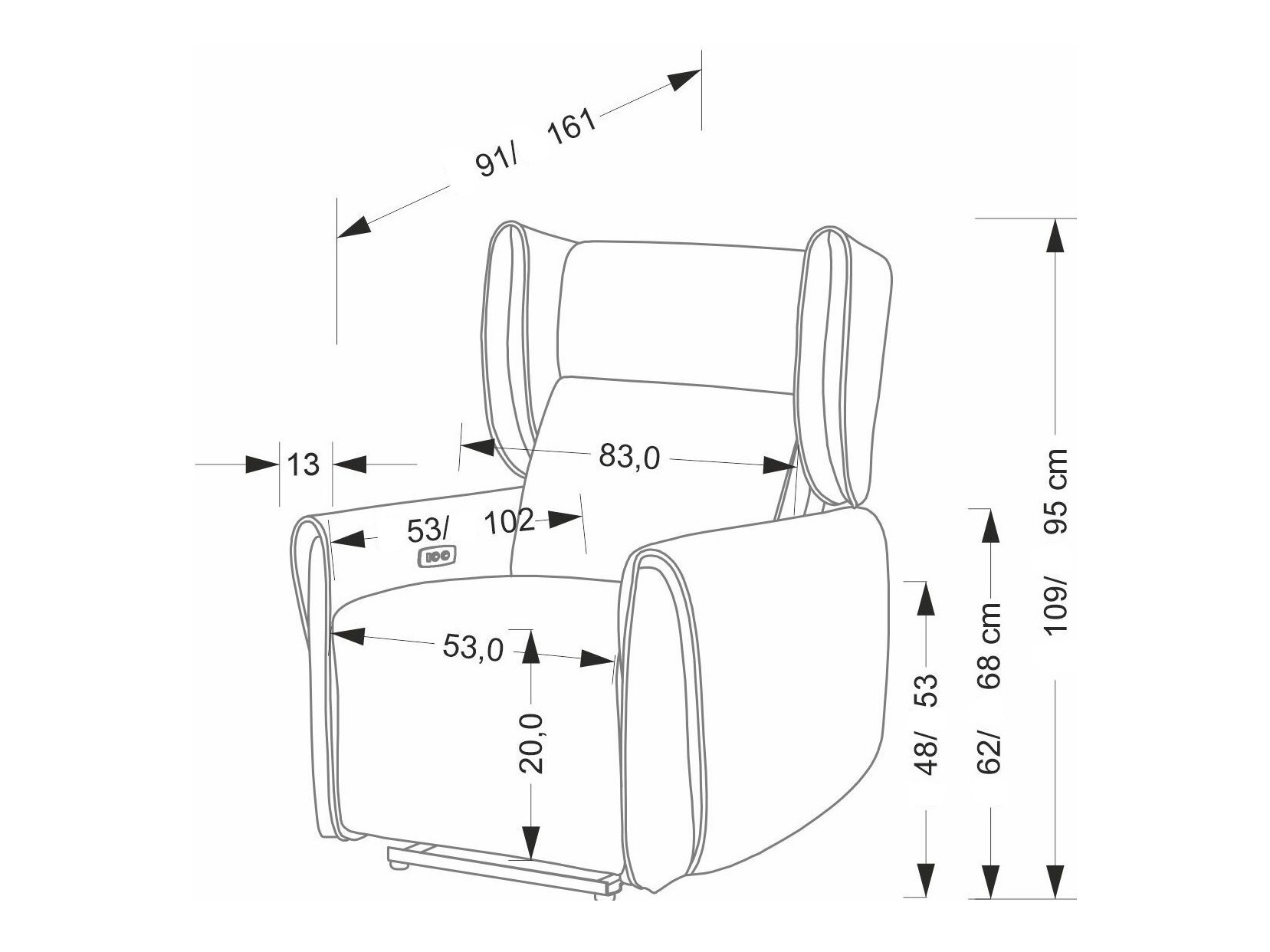 Relaxfauteuil Houston 1978 (Grijs)