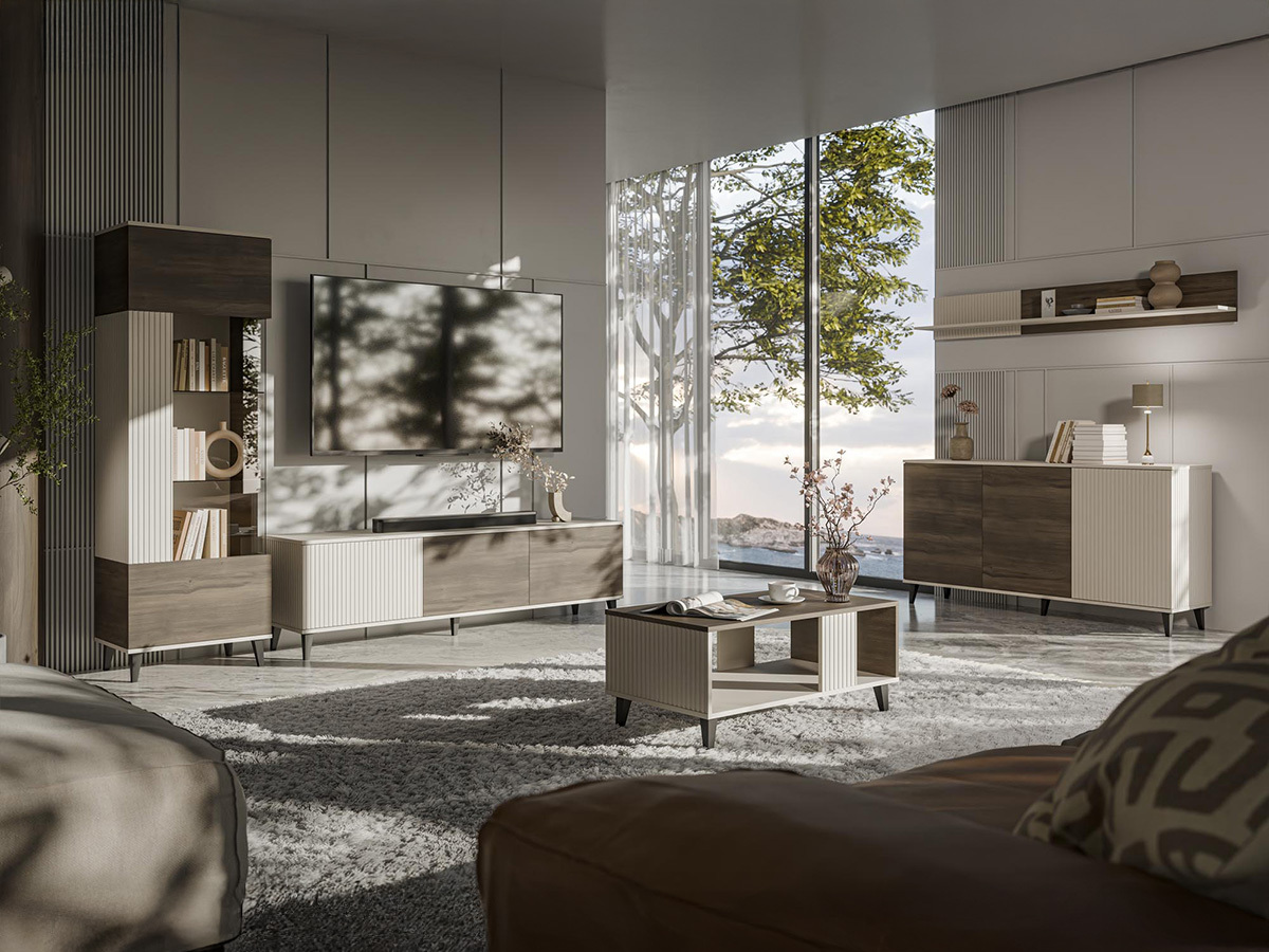 TV-meubel Luelia 114 (Notenhout + Kasjmier)