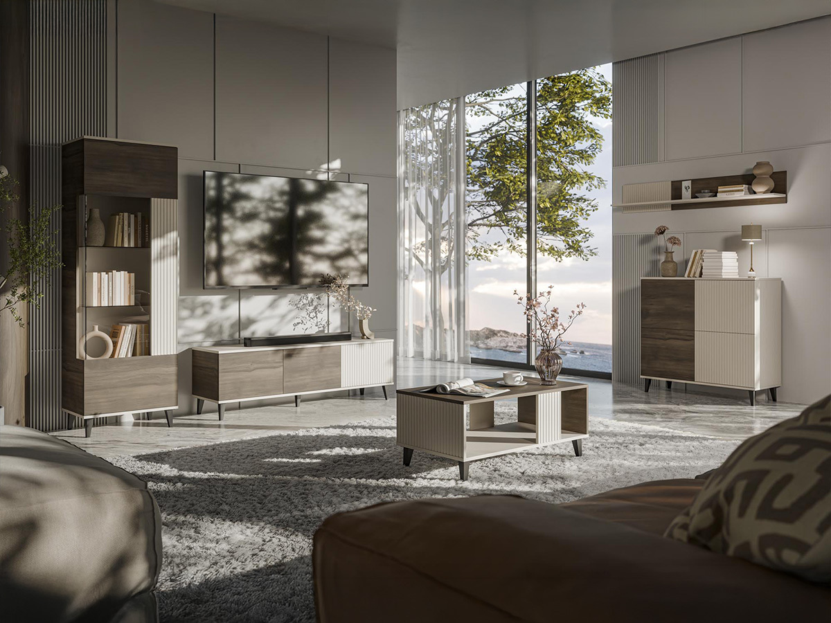 TV-meubel Luelia 116 (Notenhout + Kasjmier)