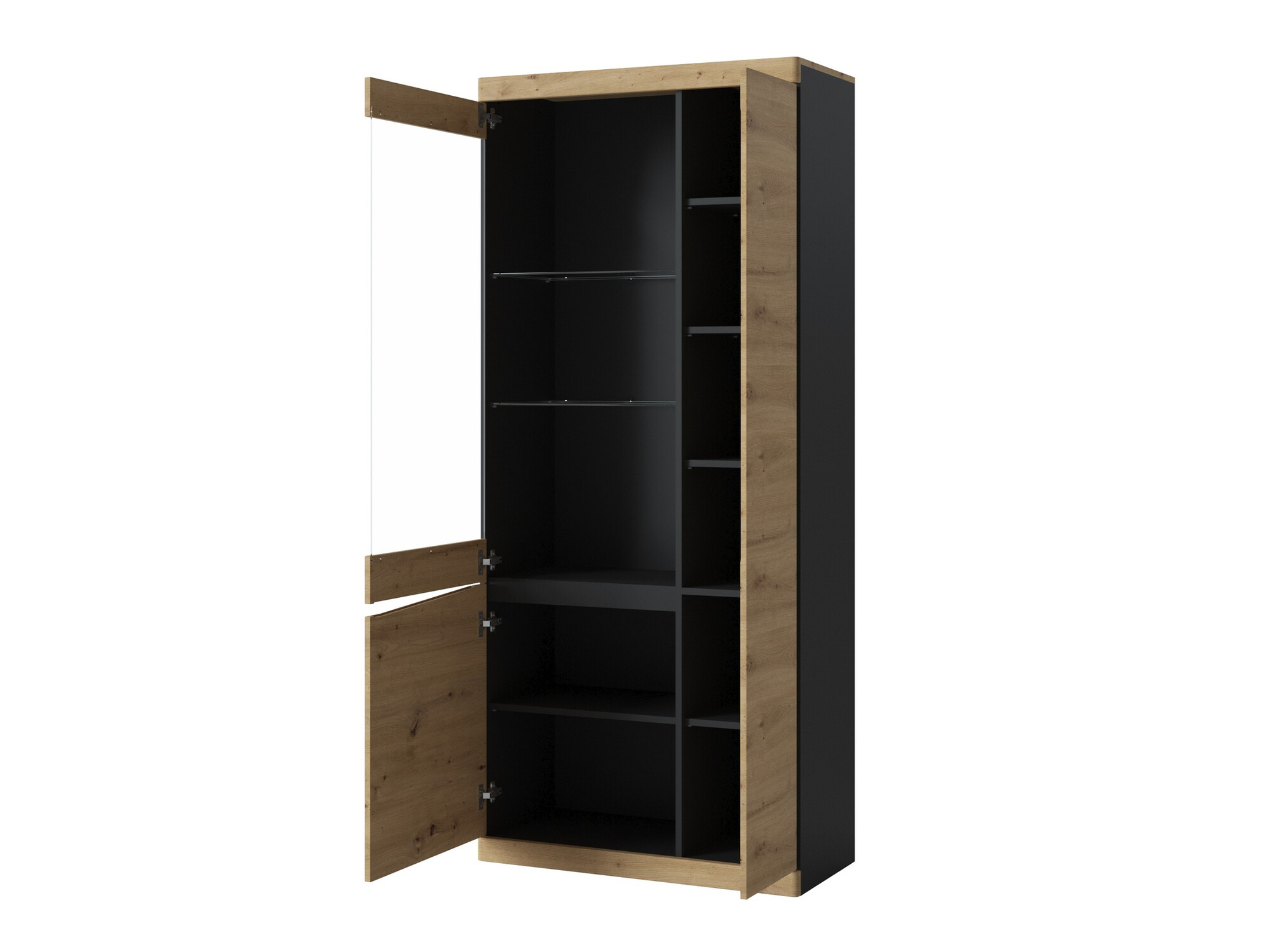 Boekenkast Venlori 128 (Antraciet + Artisan eiken)