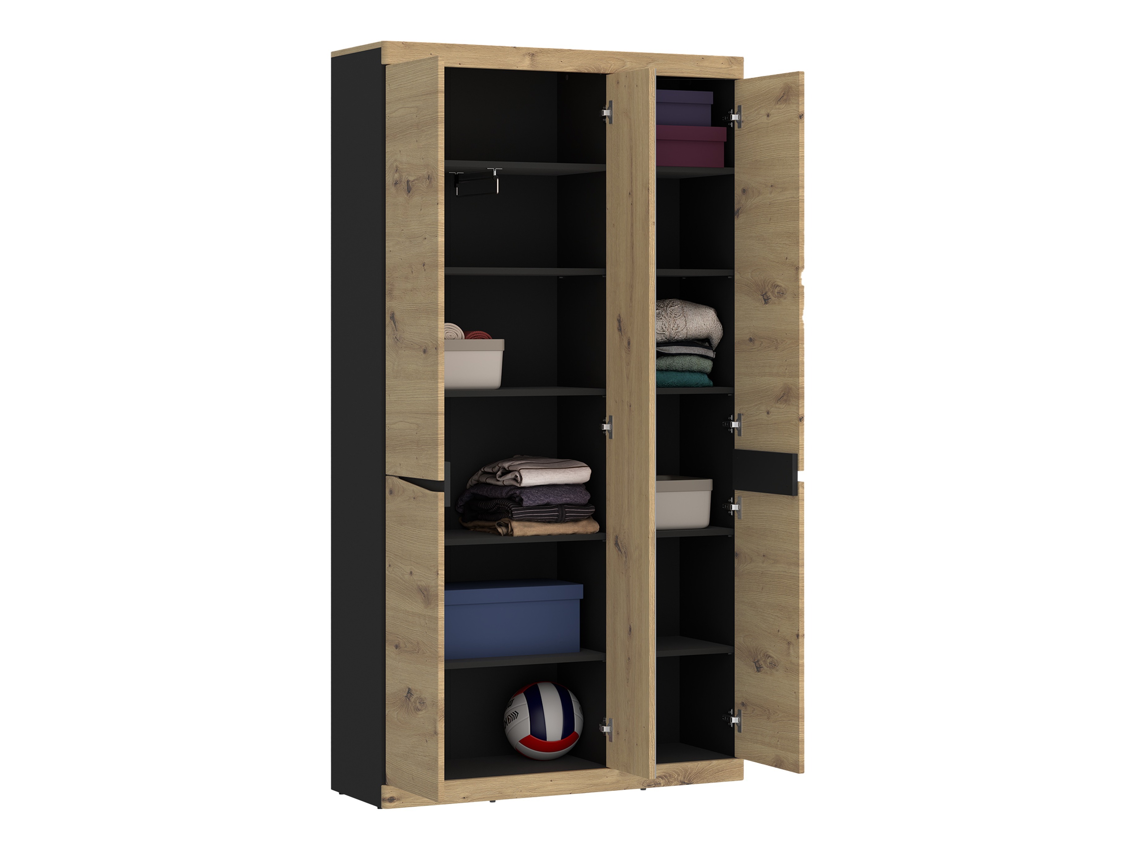 Kledingkast Venlori 139 (Antraciet + Artisan eiken)