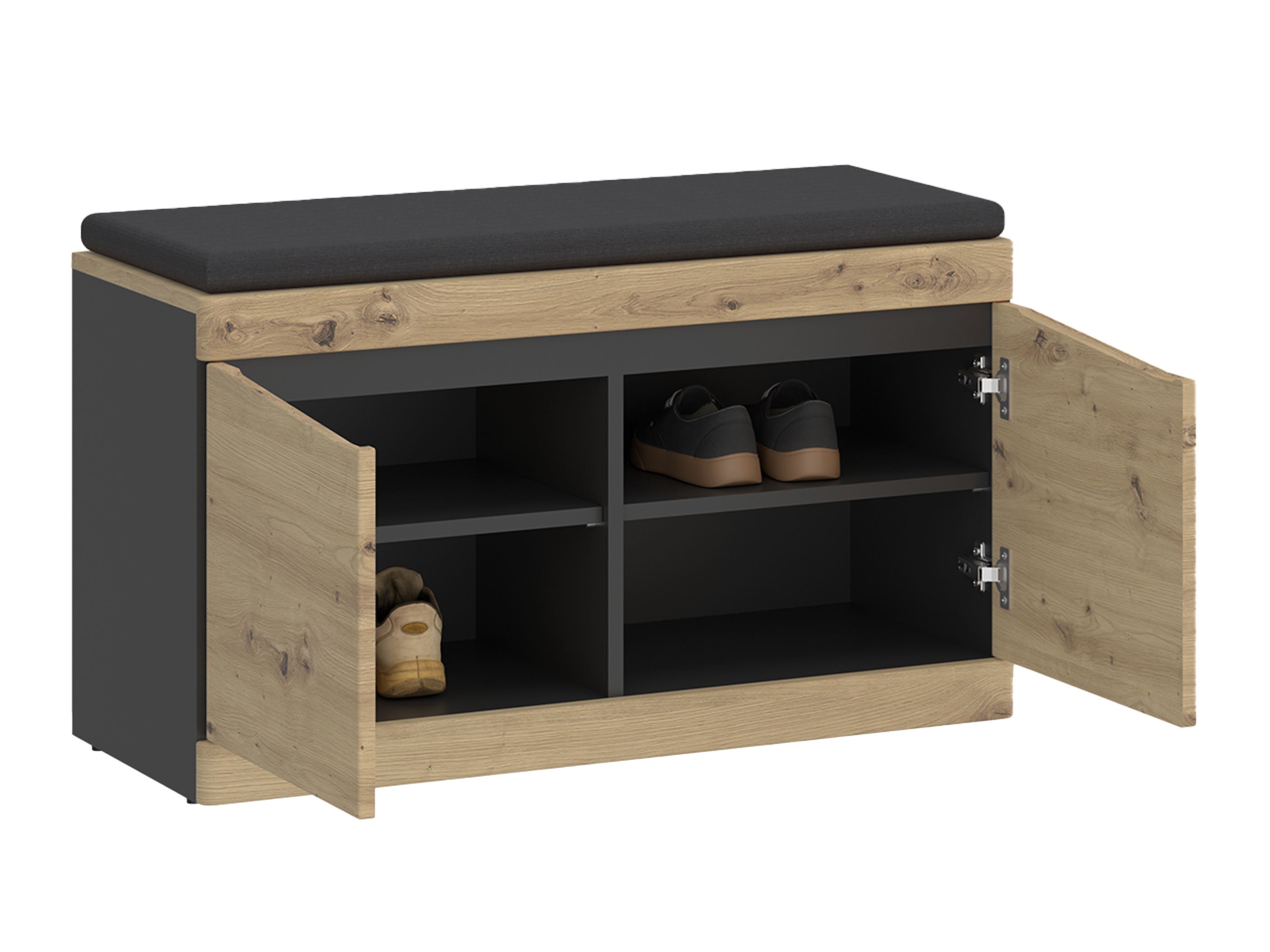 Schoenenkast Ontario 146 (Artisan eiken + Antraciet)