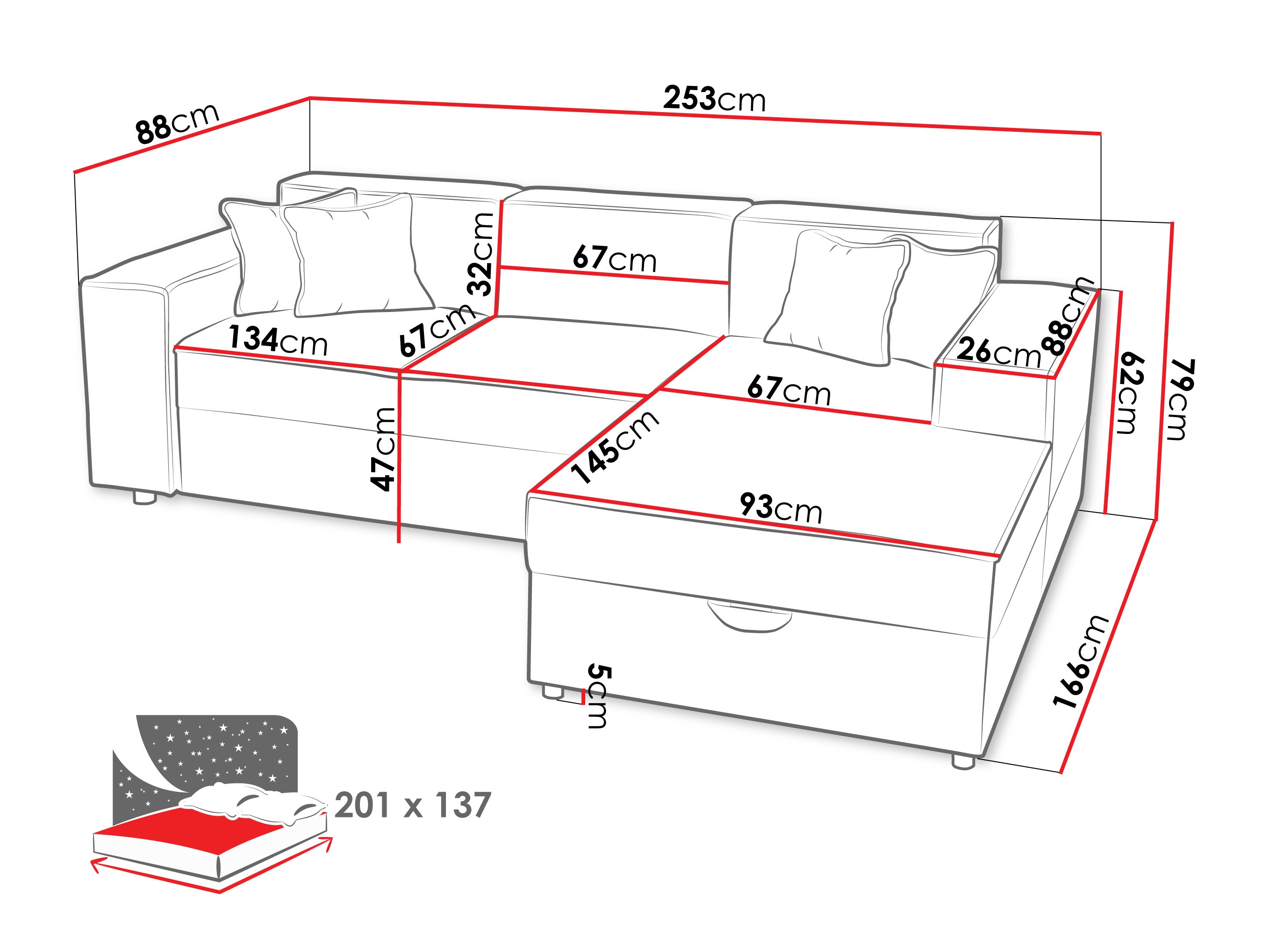 Hoekbank Clovis 116 (Coral 65)