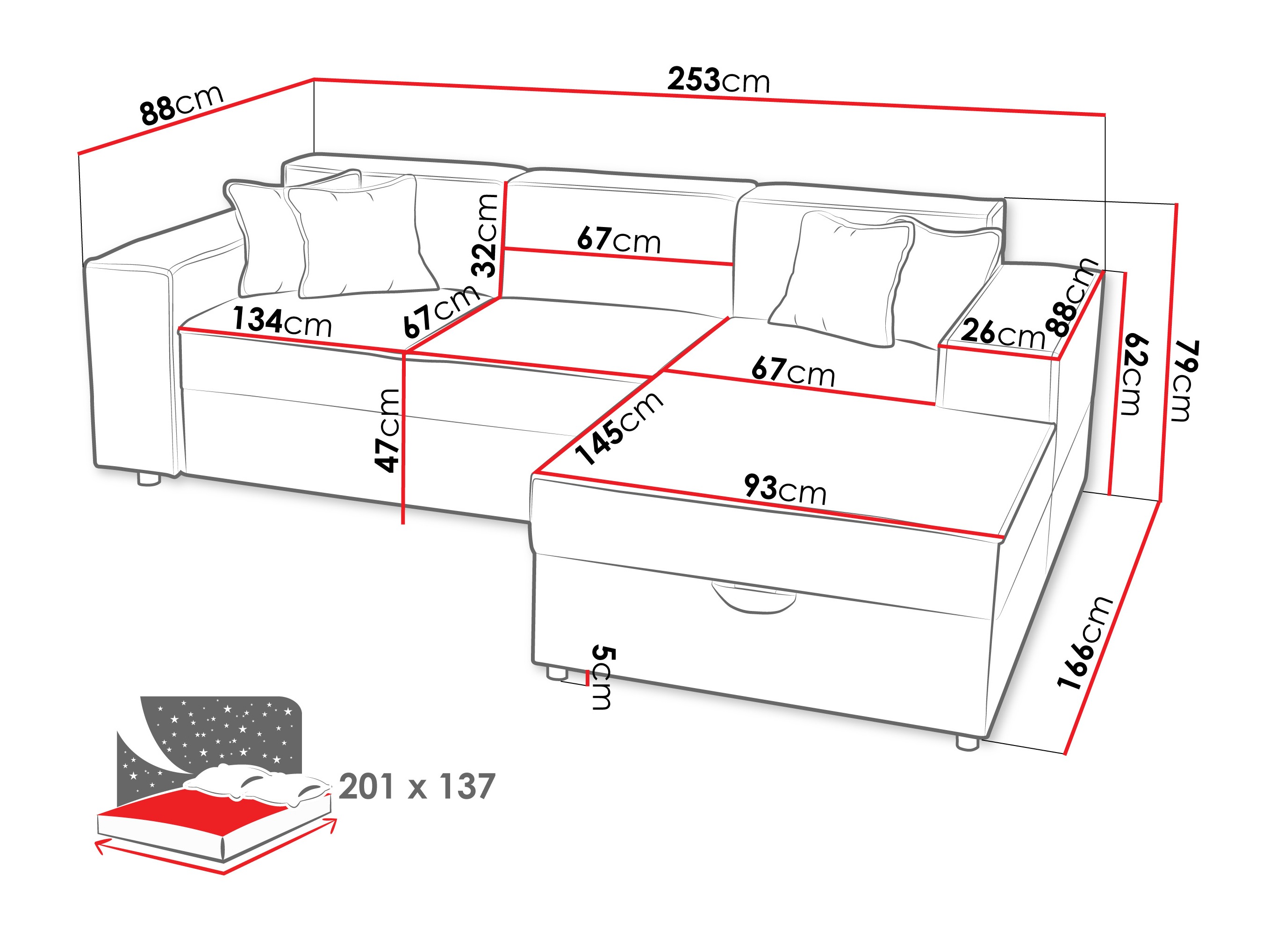 Hoekbank Clovis 116 (Coral 75)