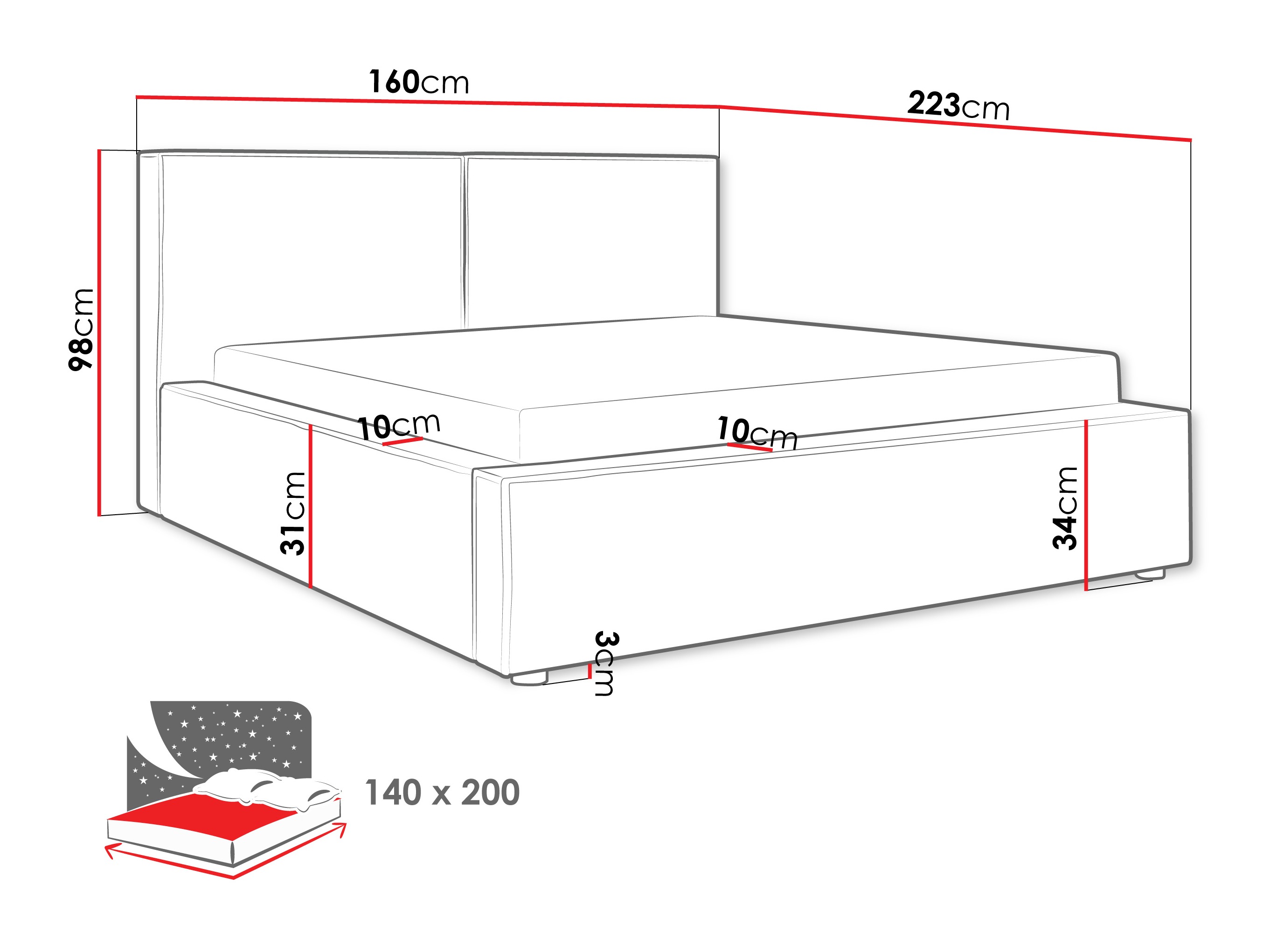 Bed TrendyNest 117 (Coral 55)