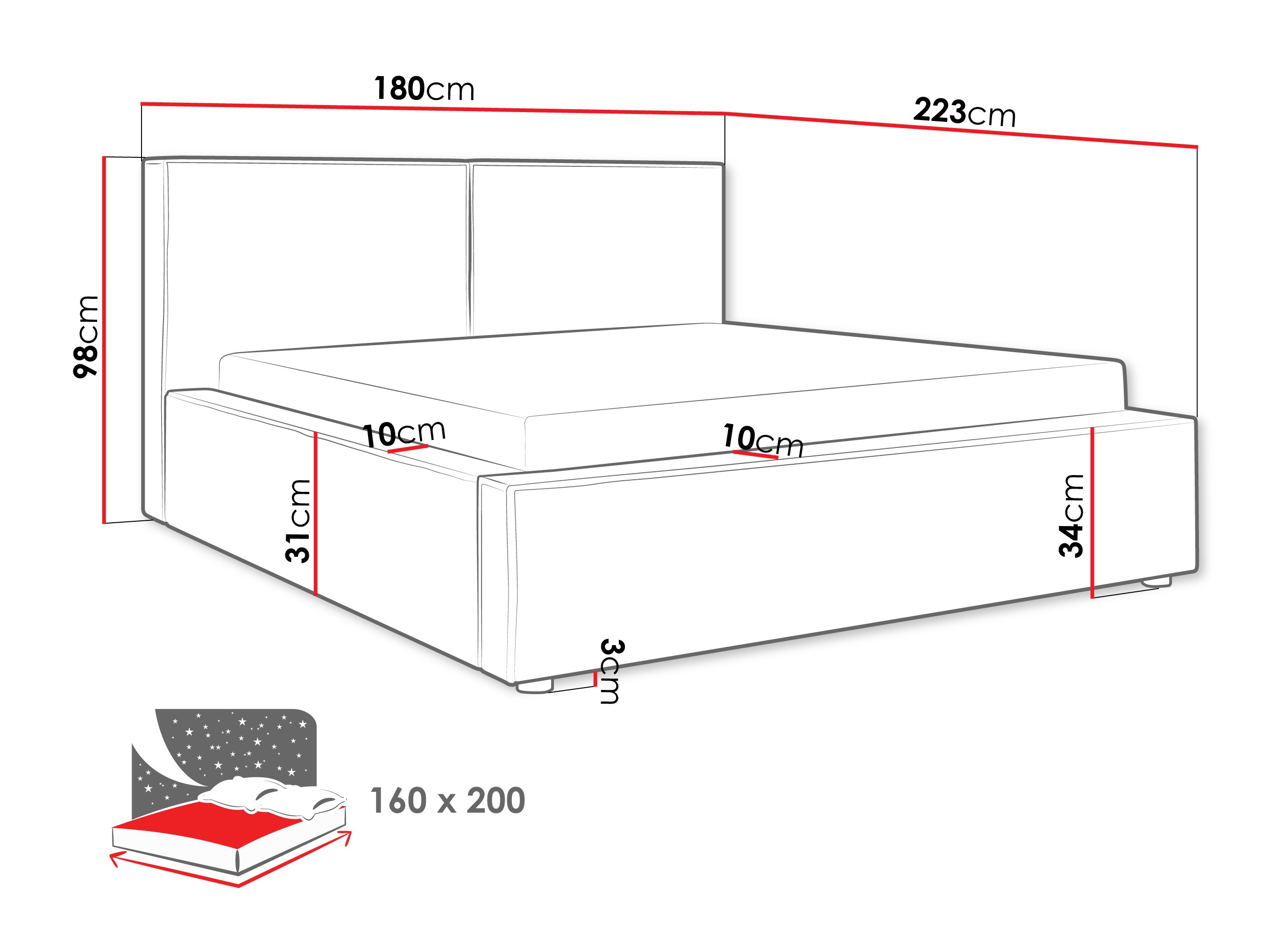Bed TrendyNest 117 (Coral 80)