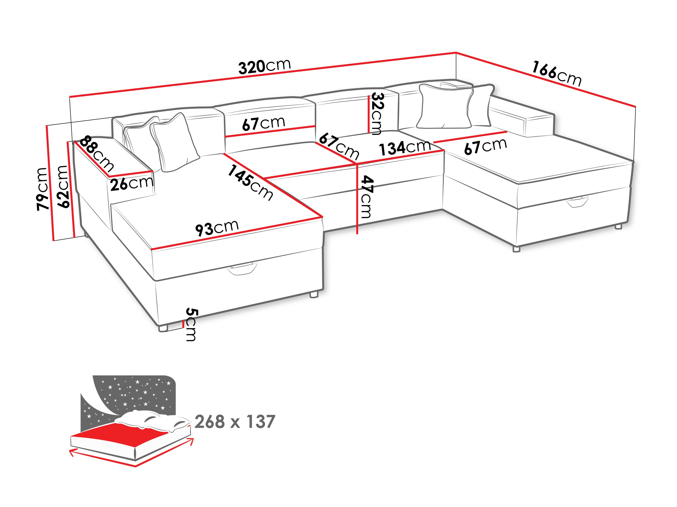 Hoekbank Clovis 115 (Coral 15)