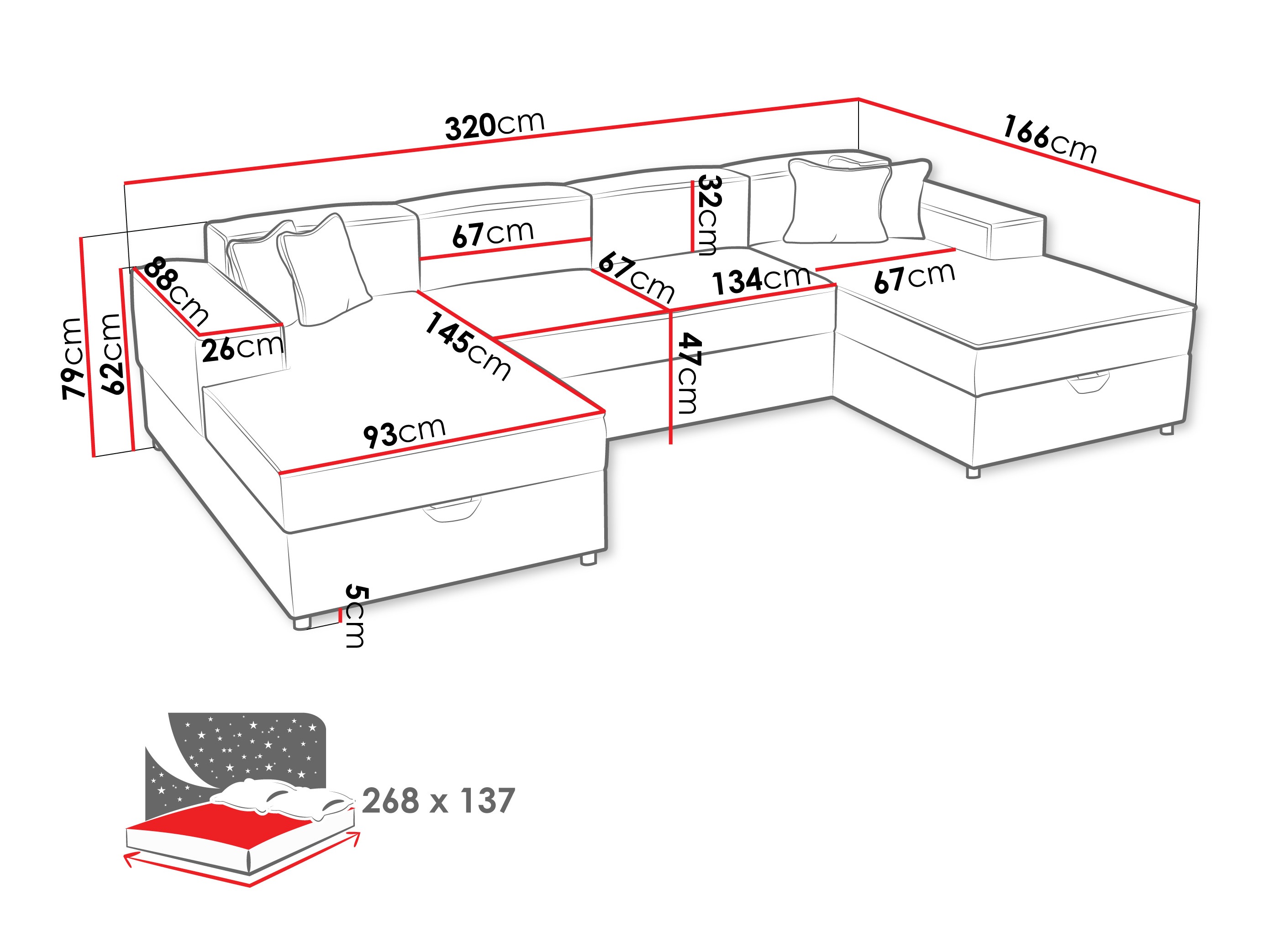 Hoekbank Clovis 115 (Coral 55)