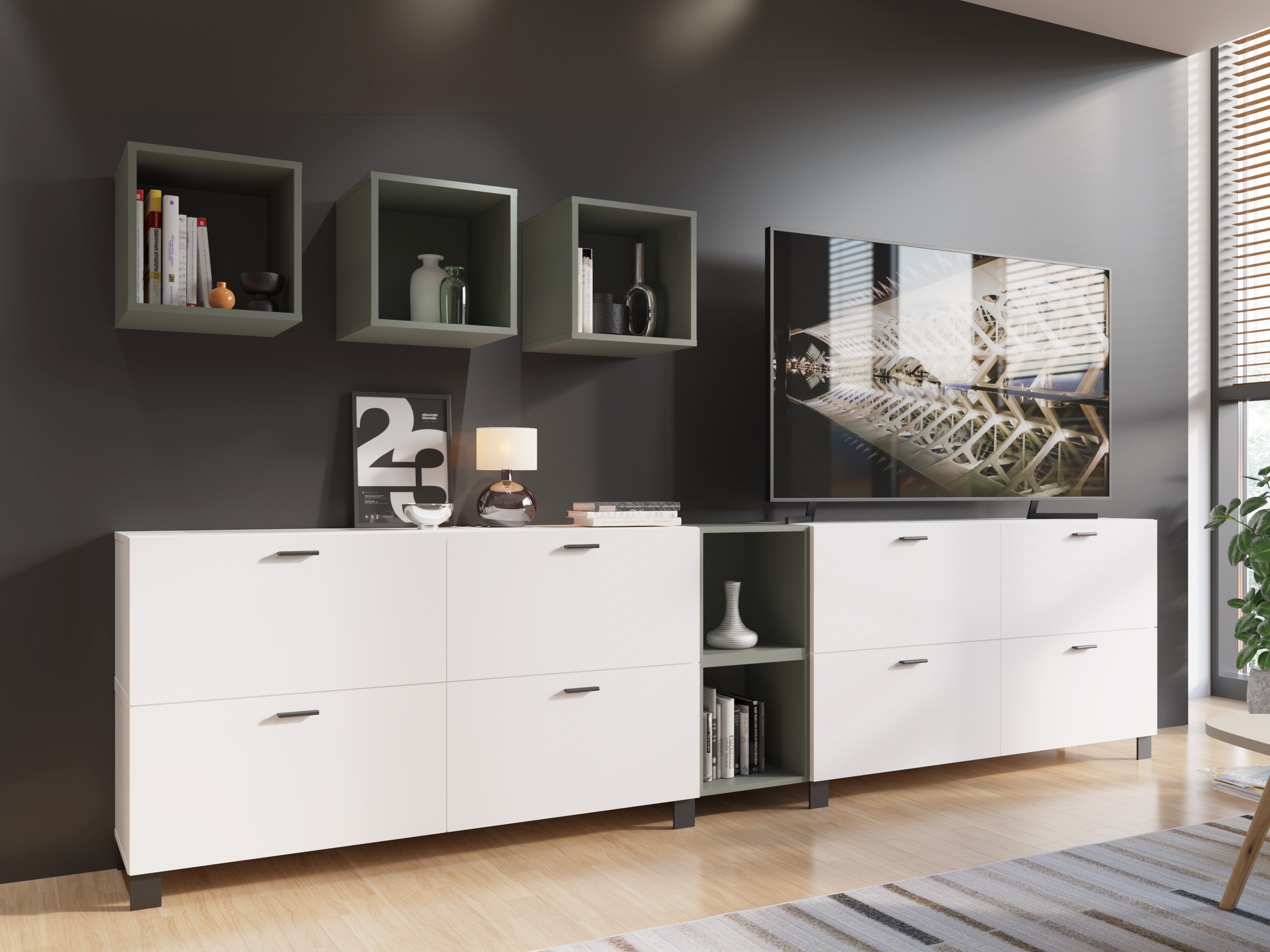 Woonkamerset Virnolu 110 (Wit + Groen)