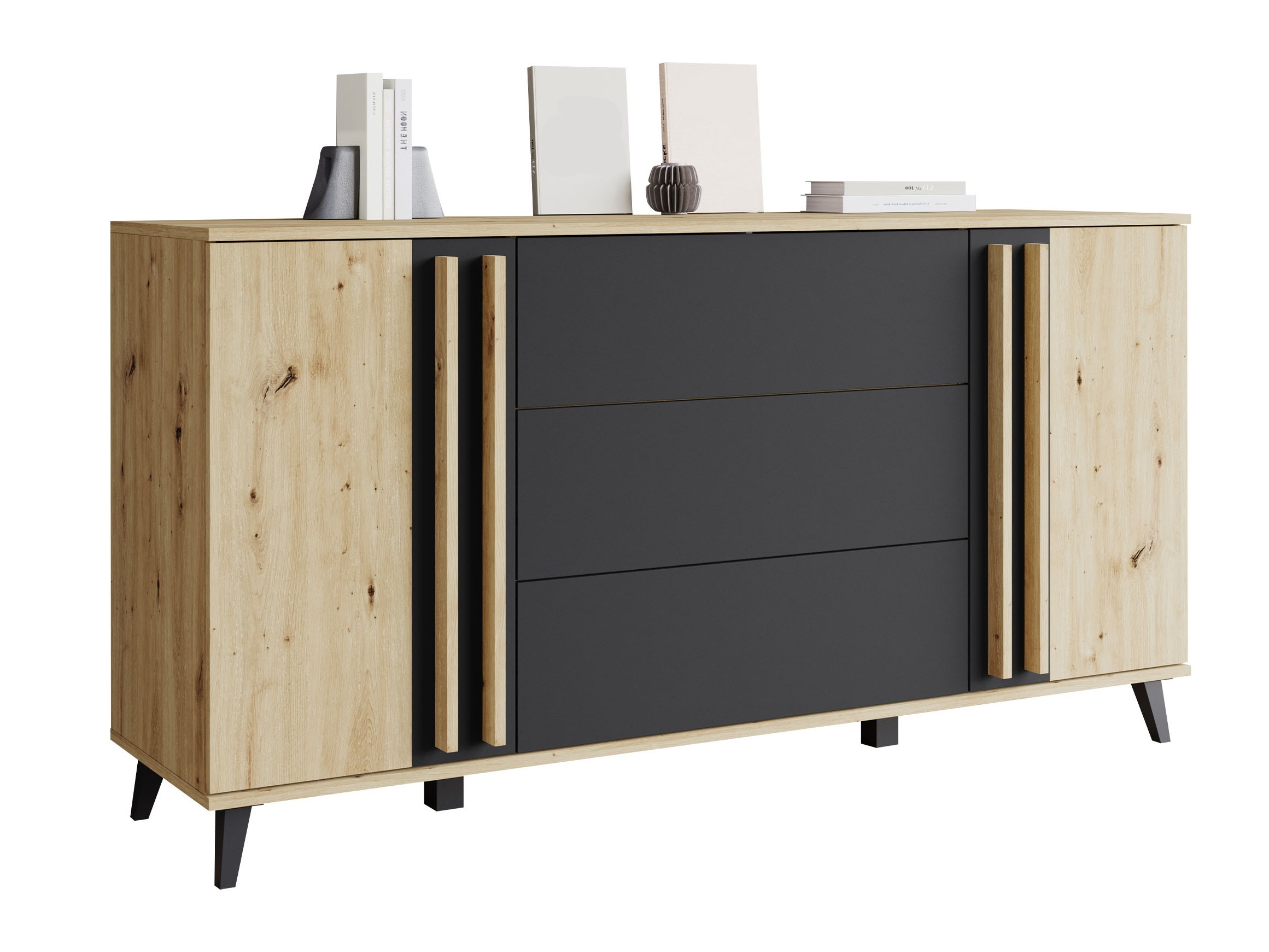 Ladekast Temora 100 (Artisan eiken + Grafiet)