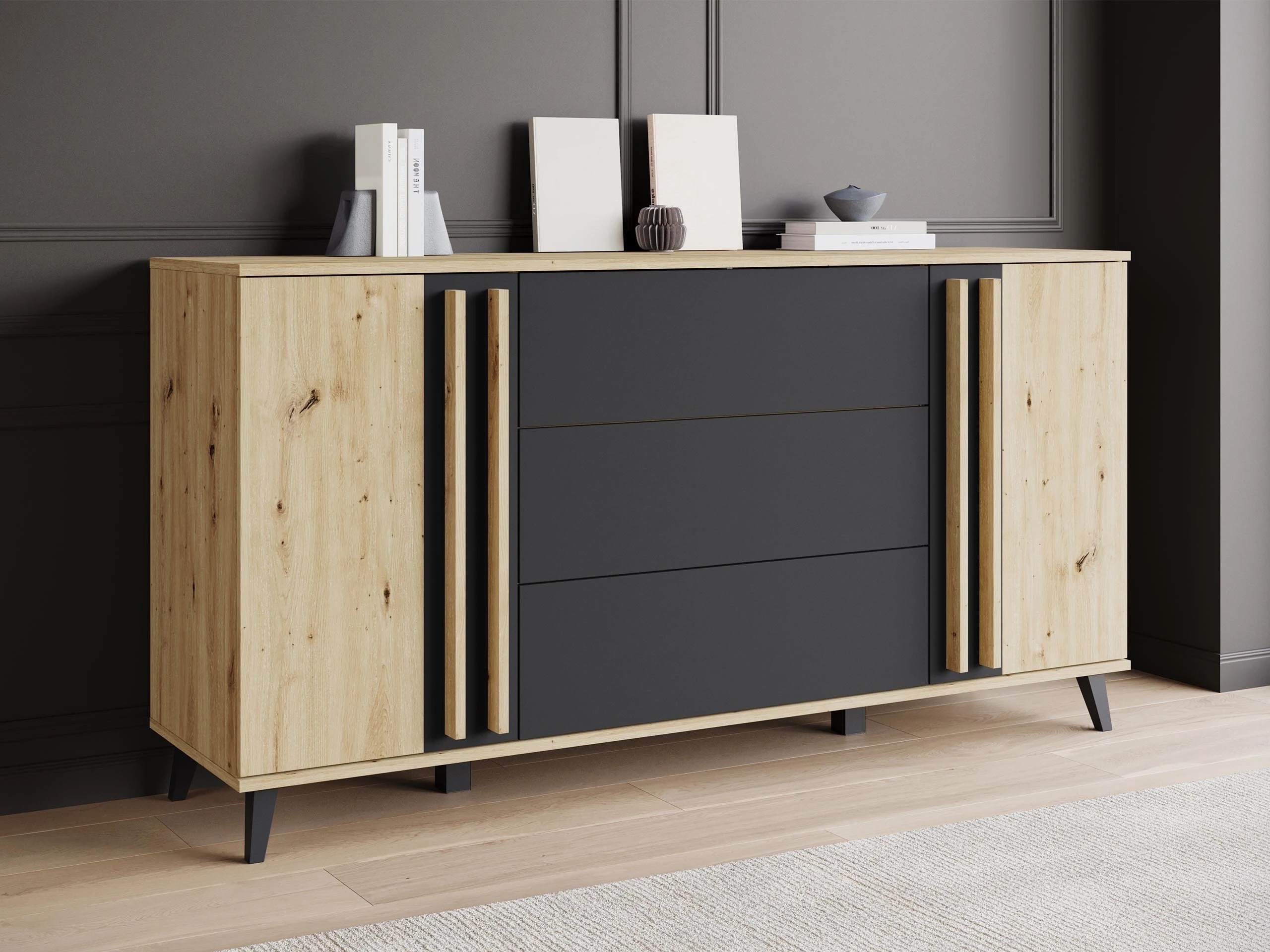 Ladekast Temora 100 (Artisan eiken + Grafiet)