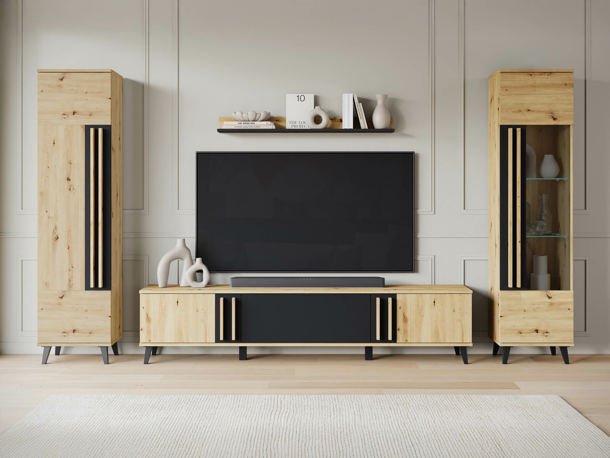 TV-meubel Facetor (Artisan eiken + Grafiet)
