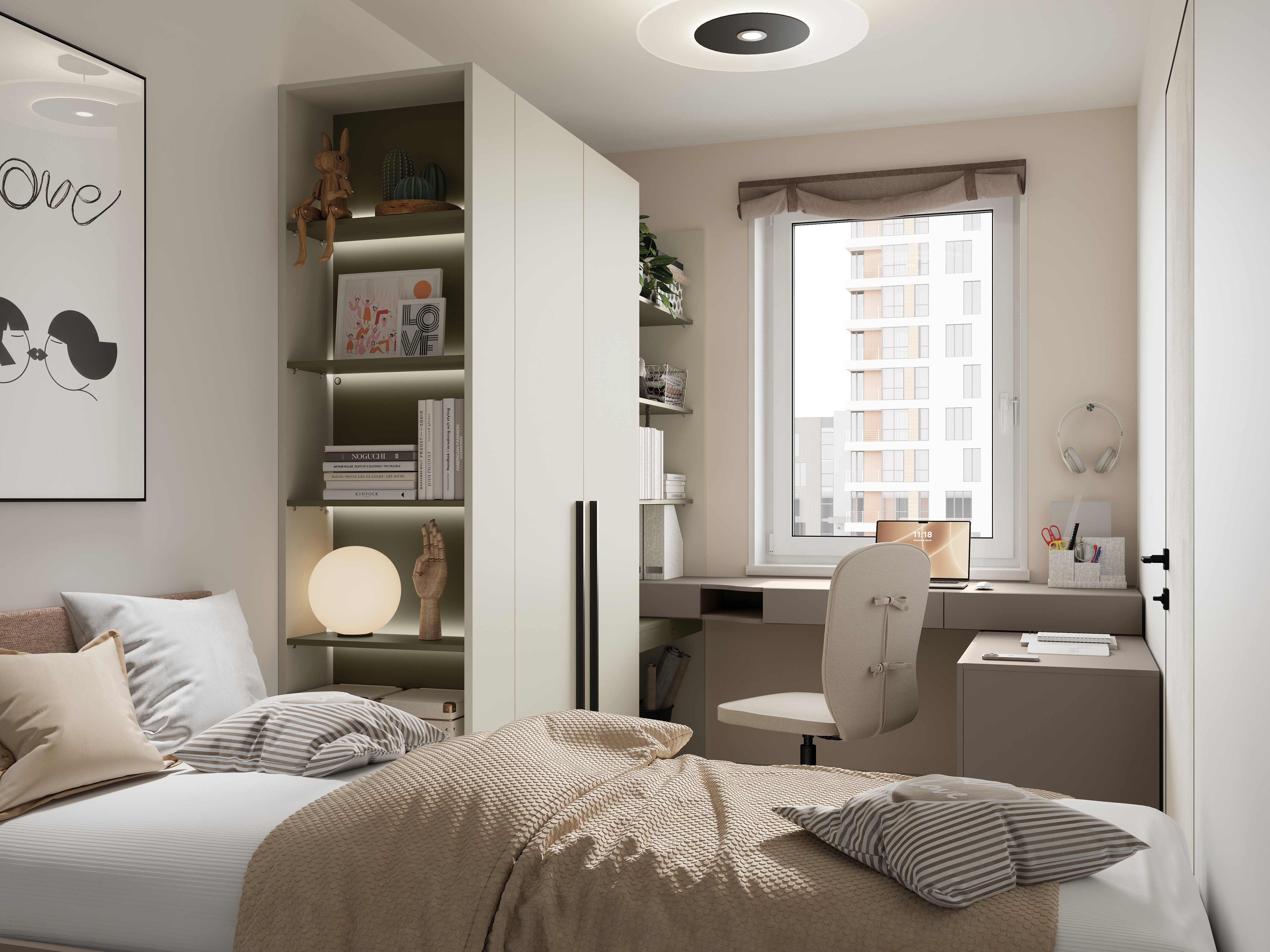 Boekenkast Evareve 103 (Groen + Lichtbruin)