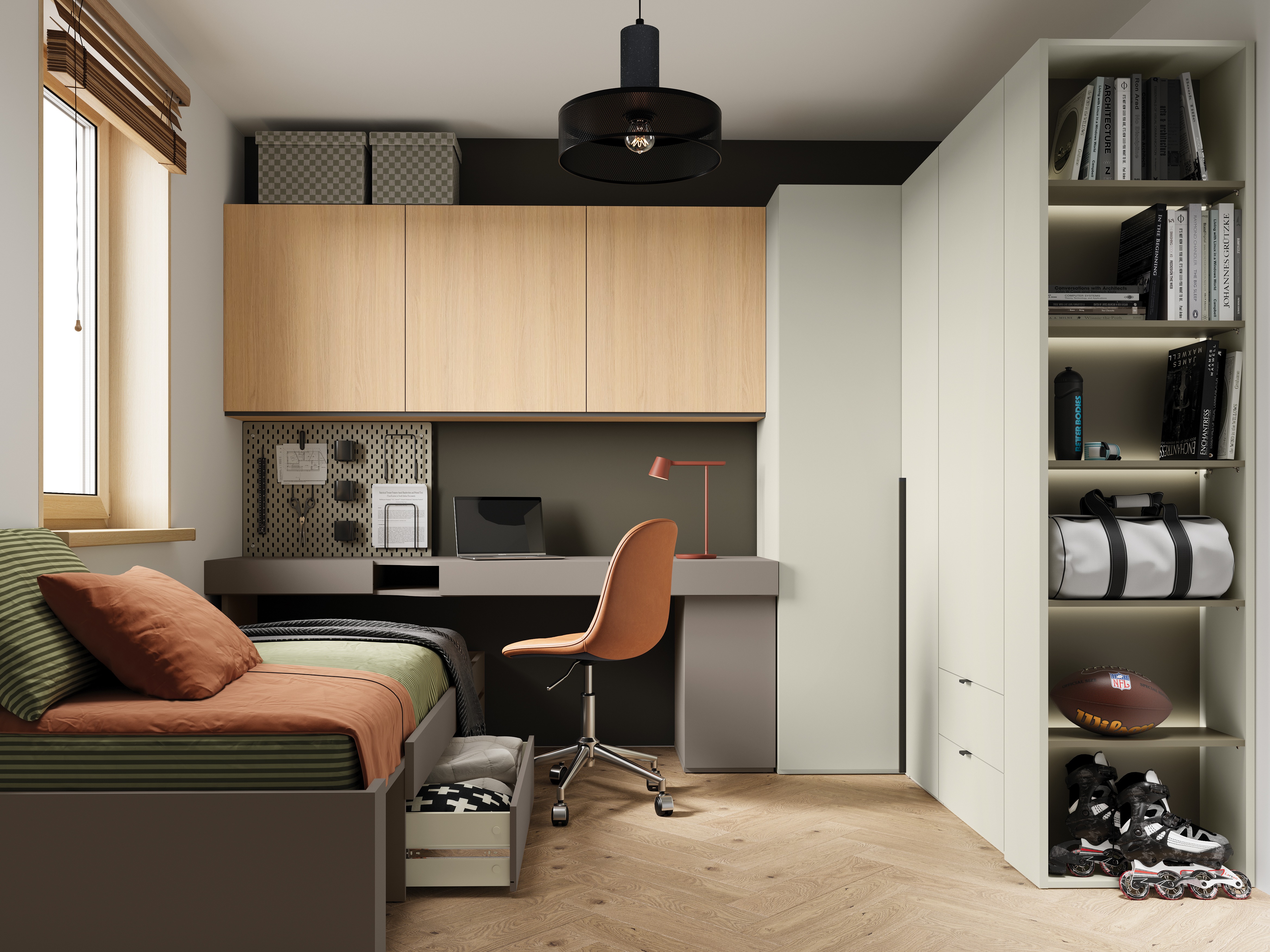 Boekenkast Evareve 104 (Groen + Lichtbruin)