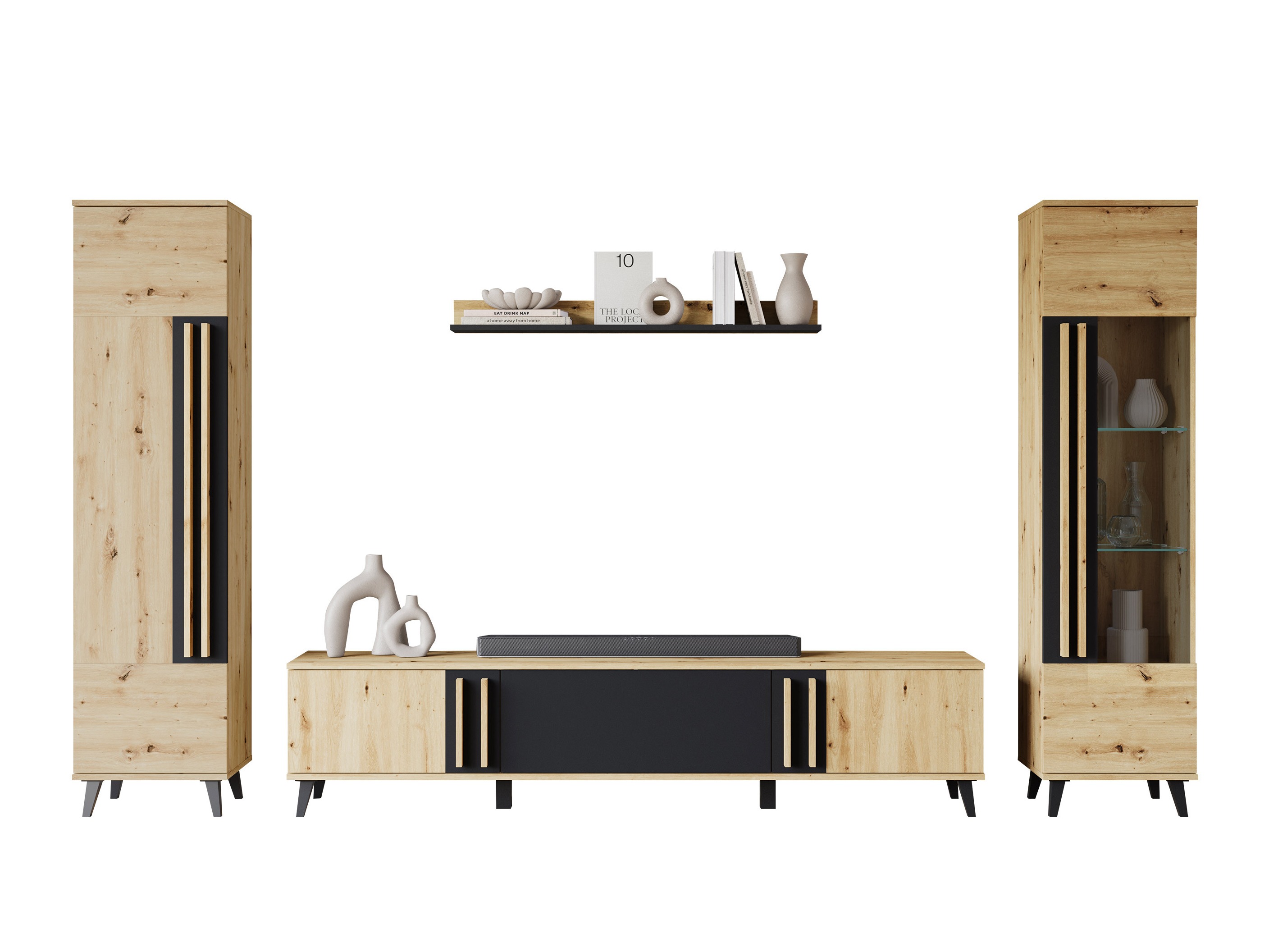 Woonkamerset Facetor II (Artisan eiken + Grafiet)