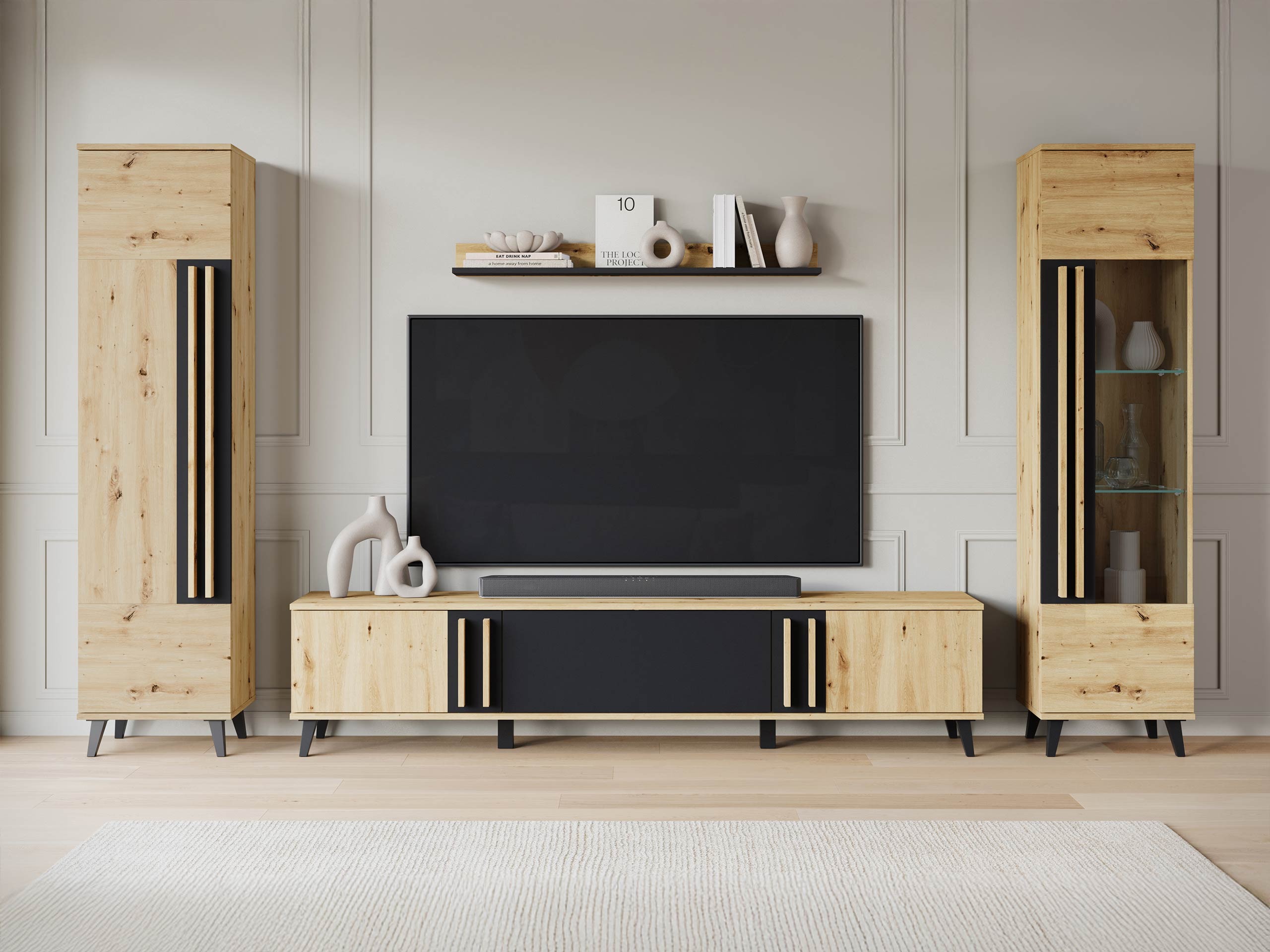 Woonkamerset Facetor II (Artisan eiken + Grafiet)