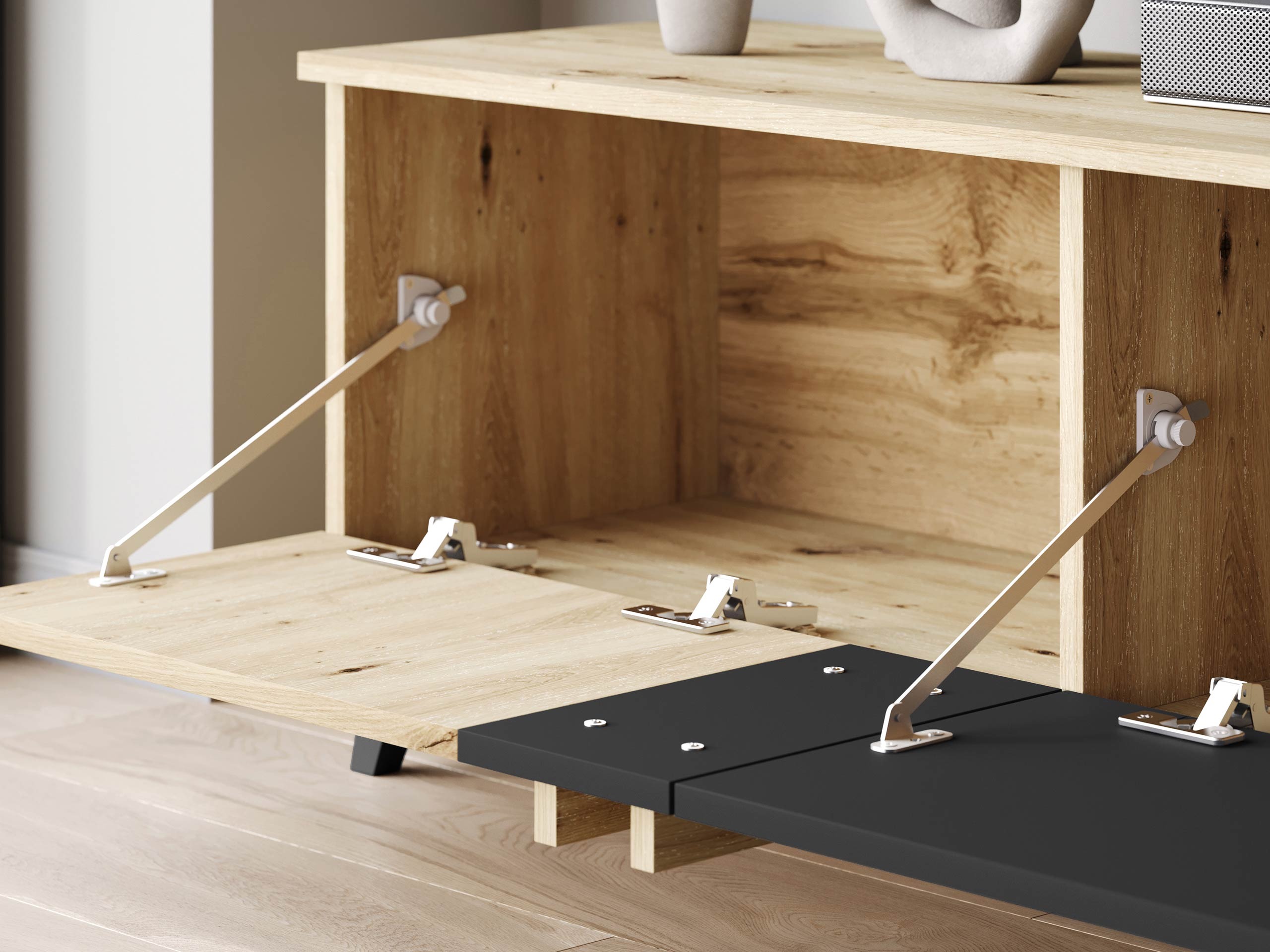 Woonkamerset Facetor II (Artisan eiken + Grafiet)