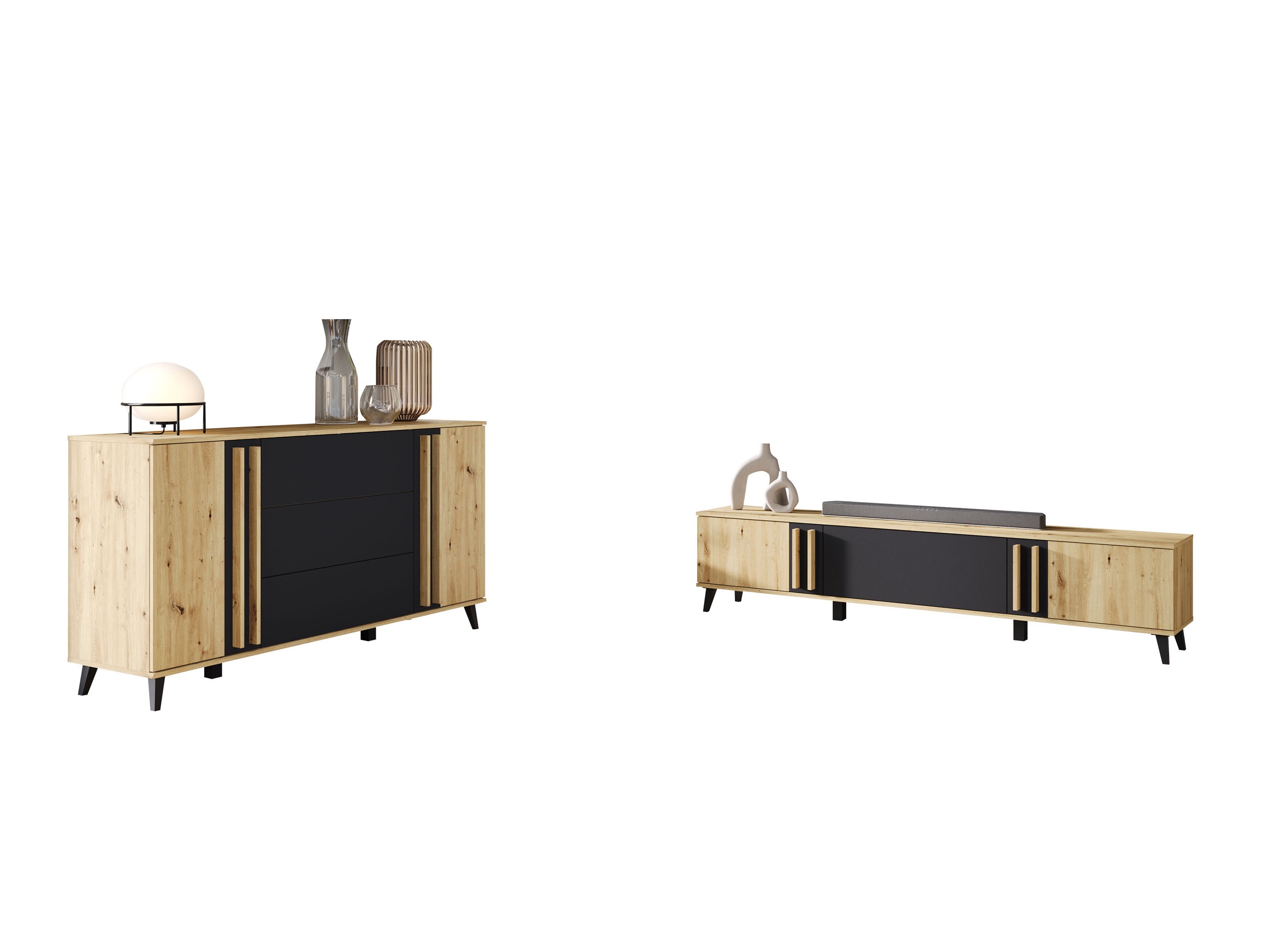 Woonkamerset Facetor III (Artisan eiken + Grafiet)