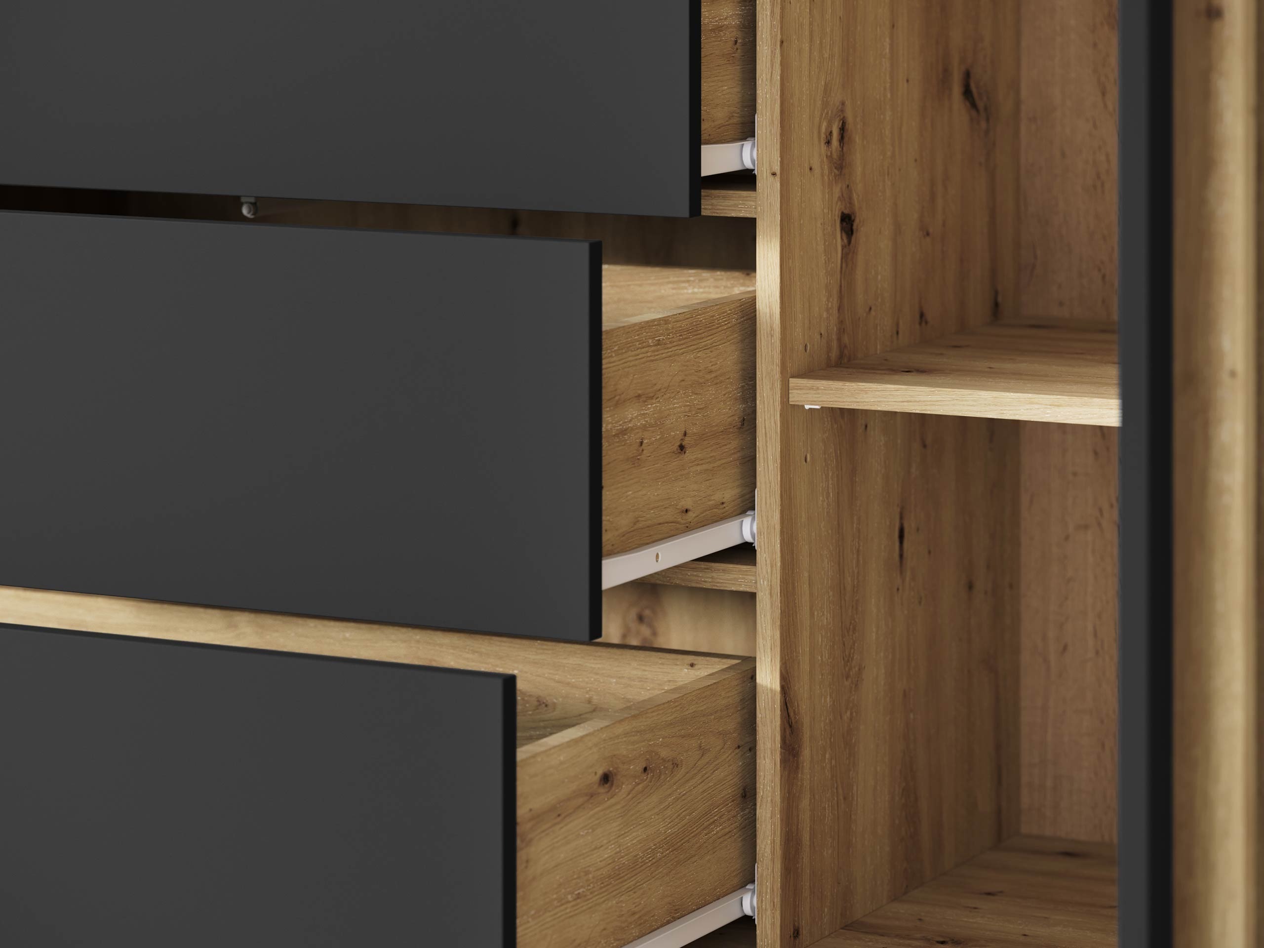 Woonkamerset Facetor III (Artisan eiken + Grafiet)