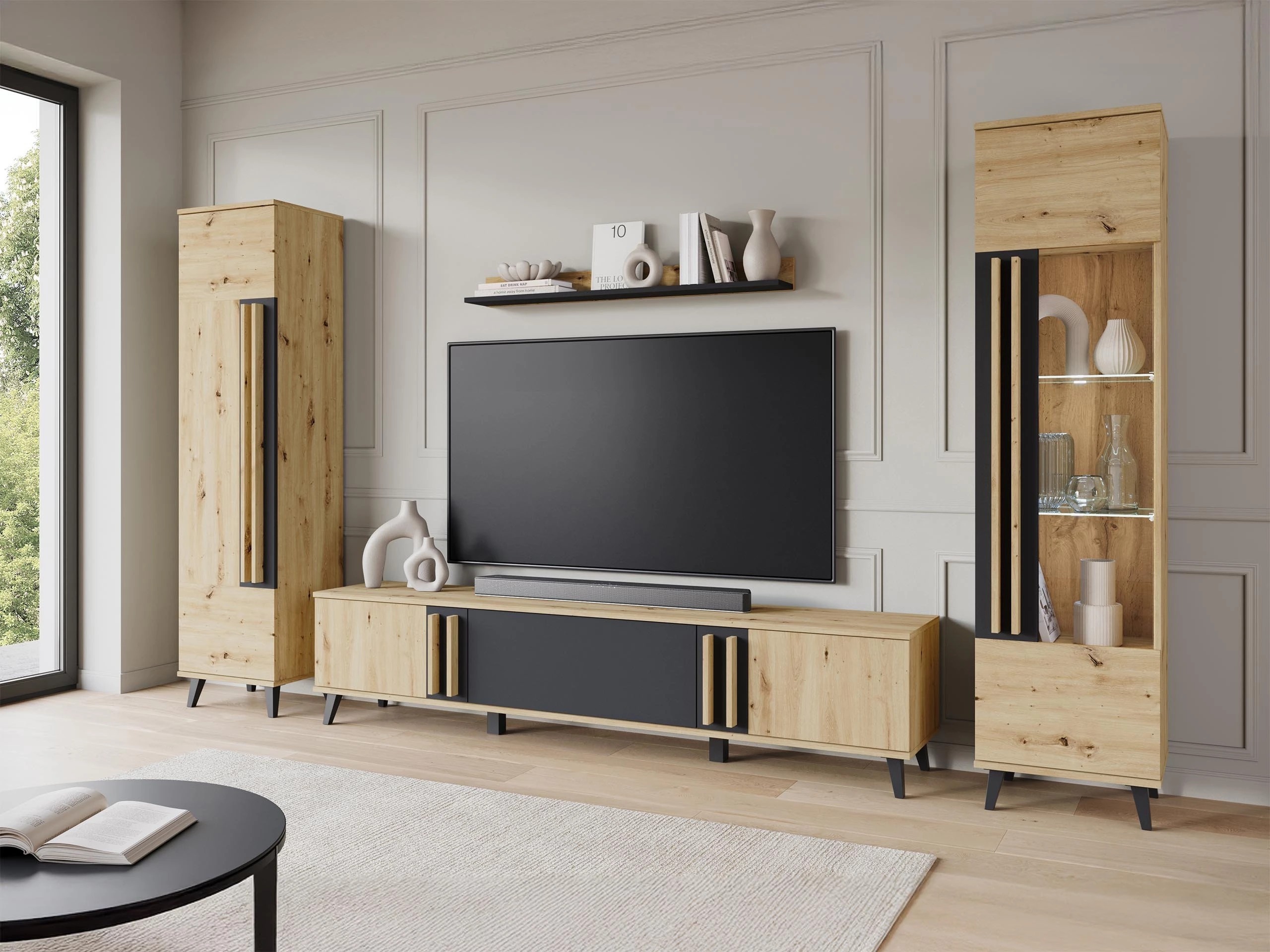 Woonkamerset Temora 103 (Artisan eiken + Grafiet)