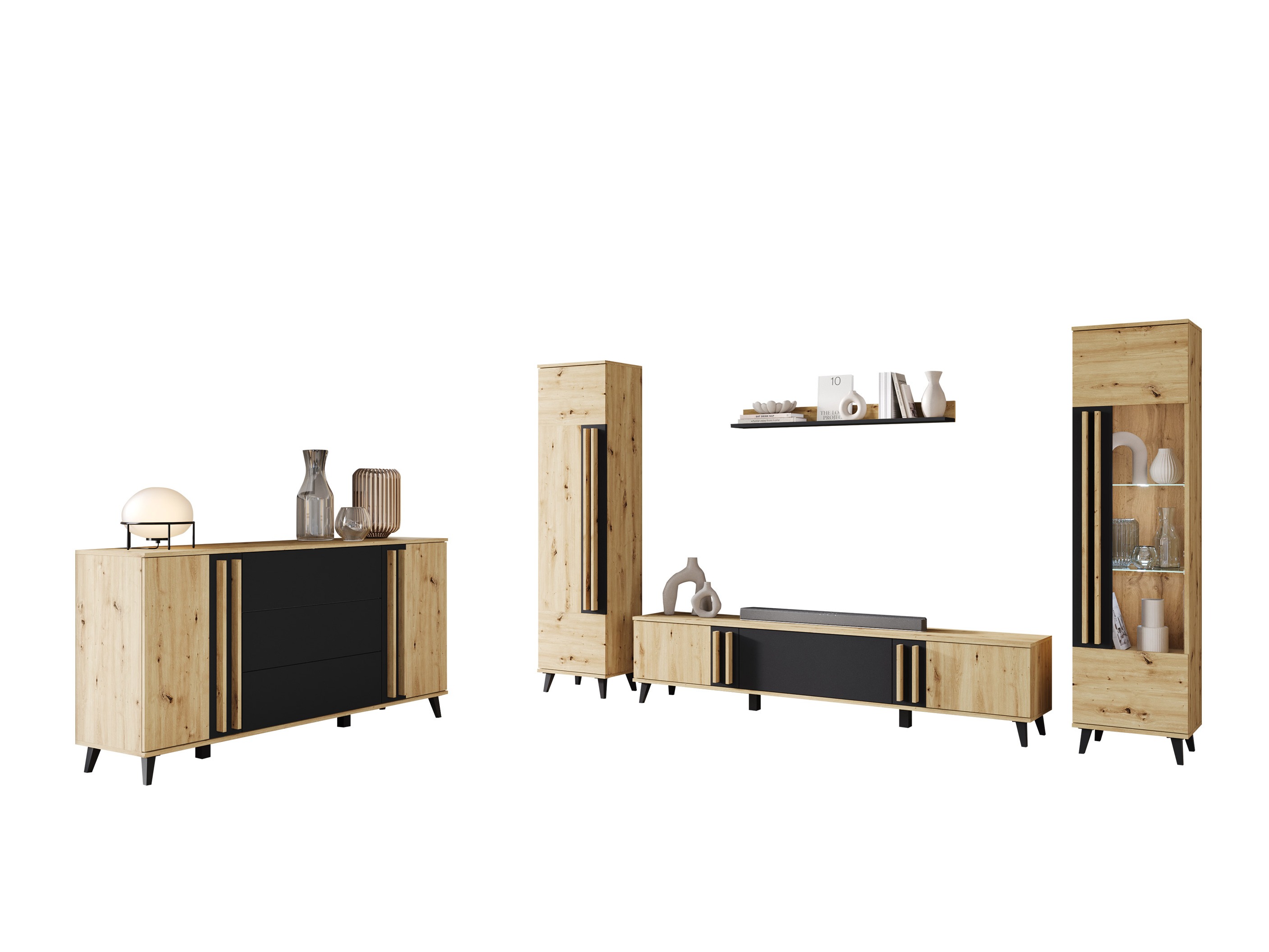 Woonkamerset Temora 105 (Artisan eiken + Grafiet)