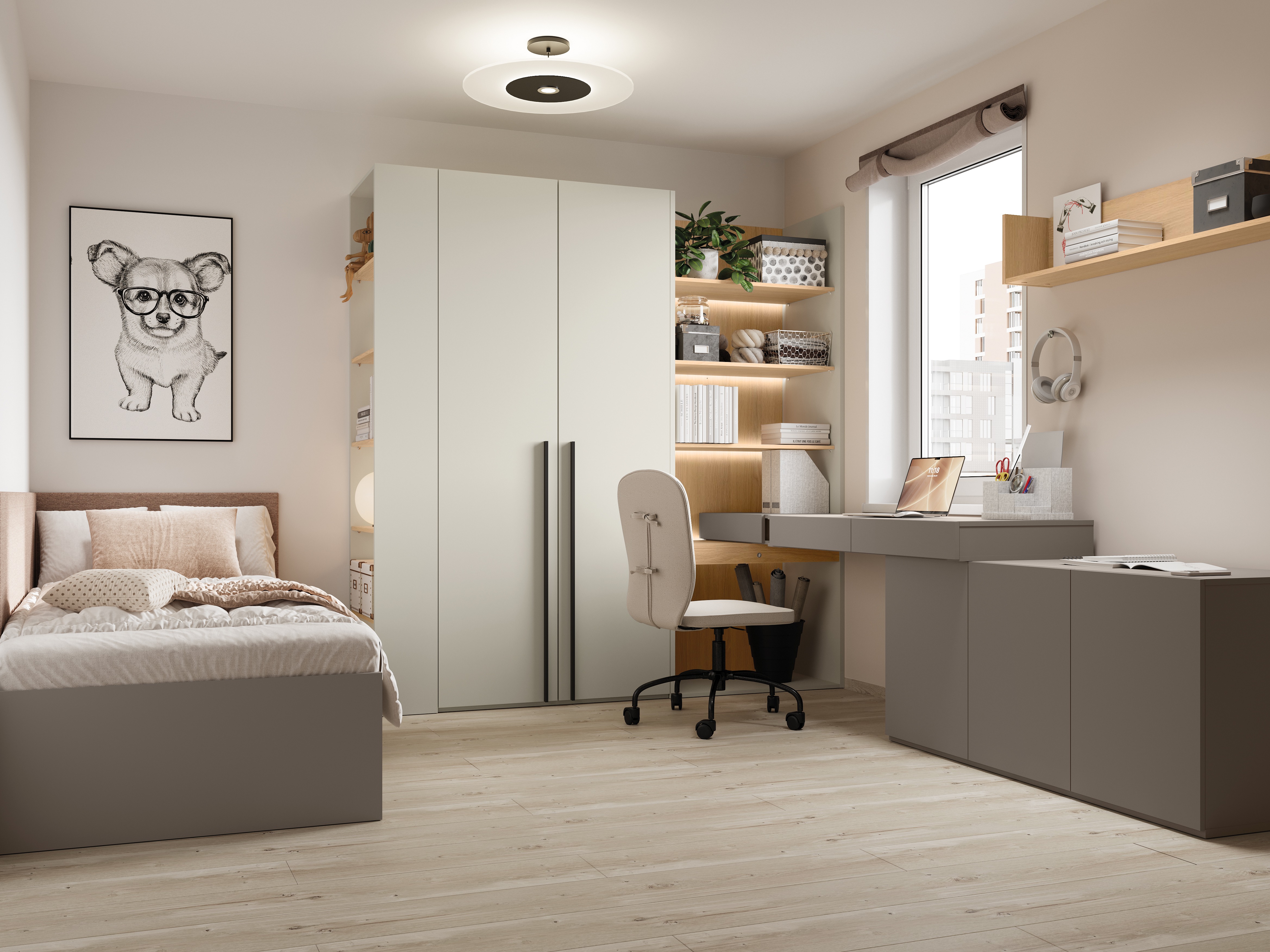 Thuiskantoorset Evareve 118 (Grijs + Eiken)
