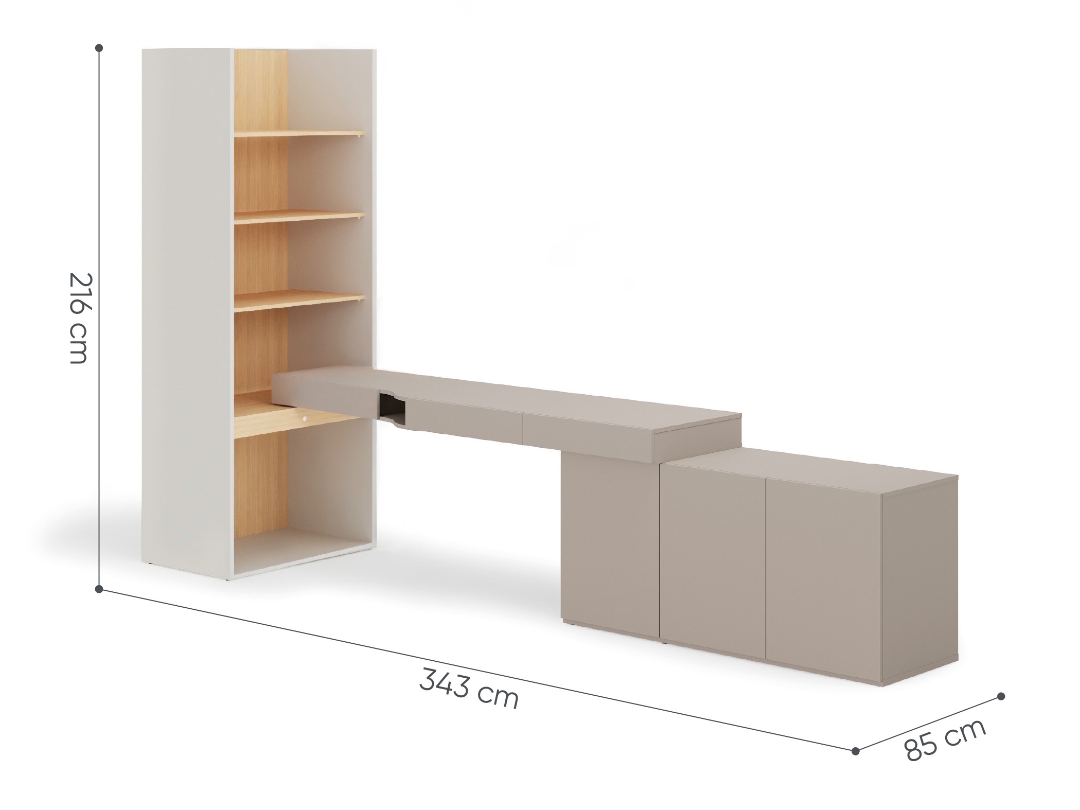 Thuiskantoorset Evareve 118 (Grijs + Eiken)