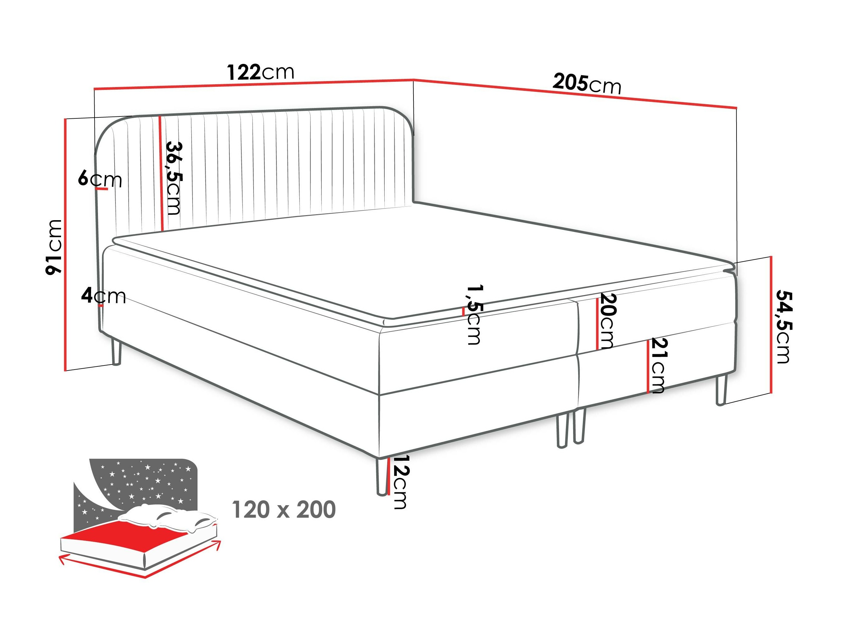 Boxspring Rivus (Coral 10)