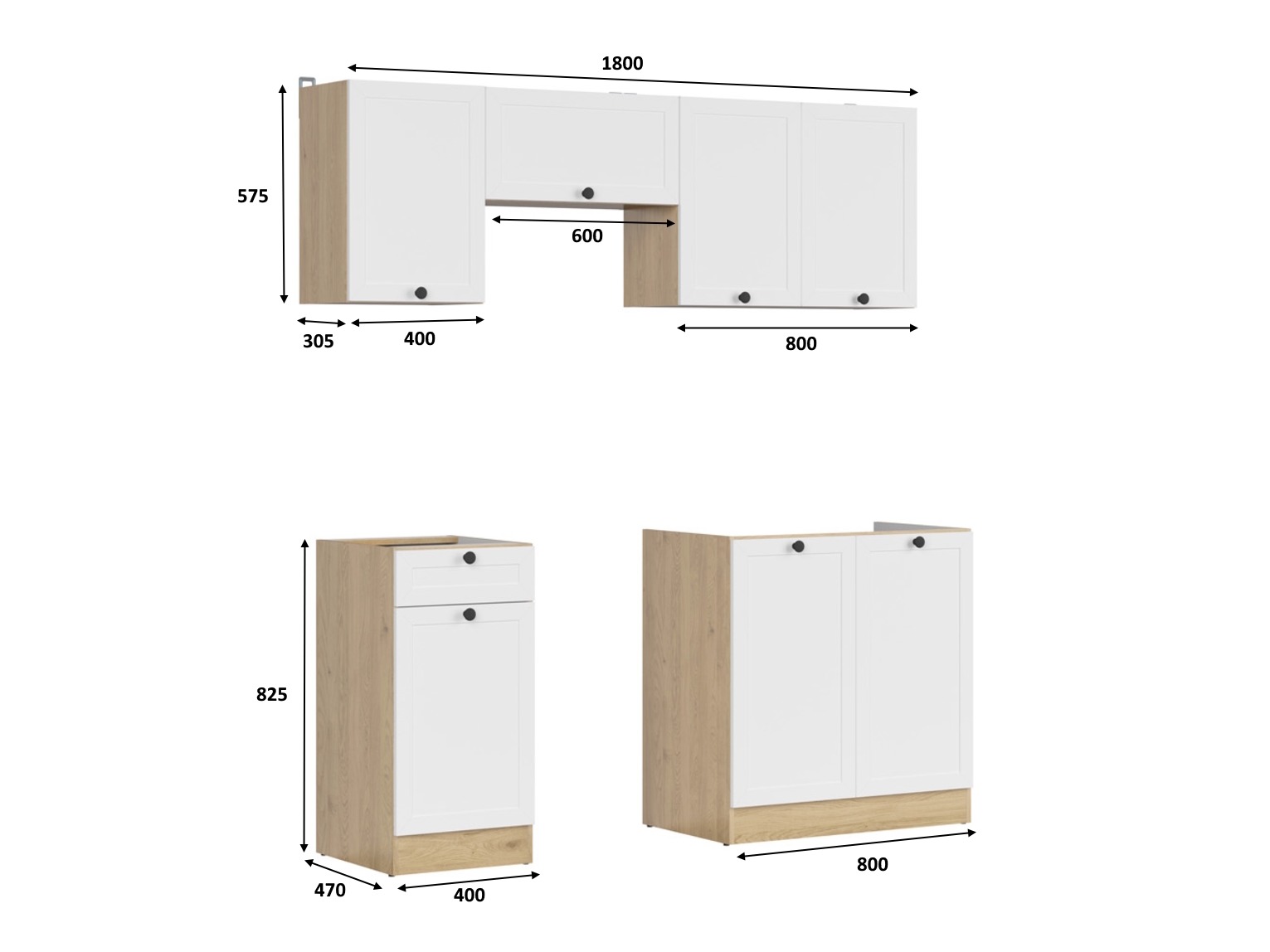 Modulaire keukenset Classic White Oak 117
