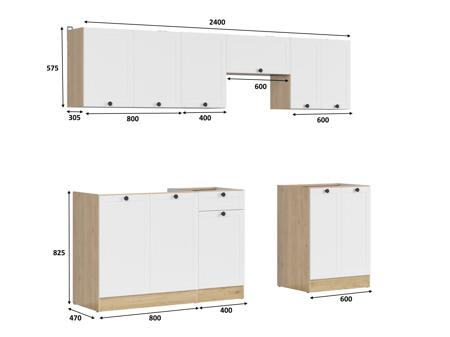 Modulaire keukenset Classic White Oak 118