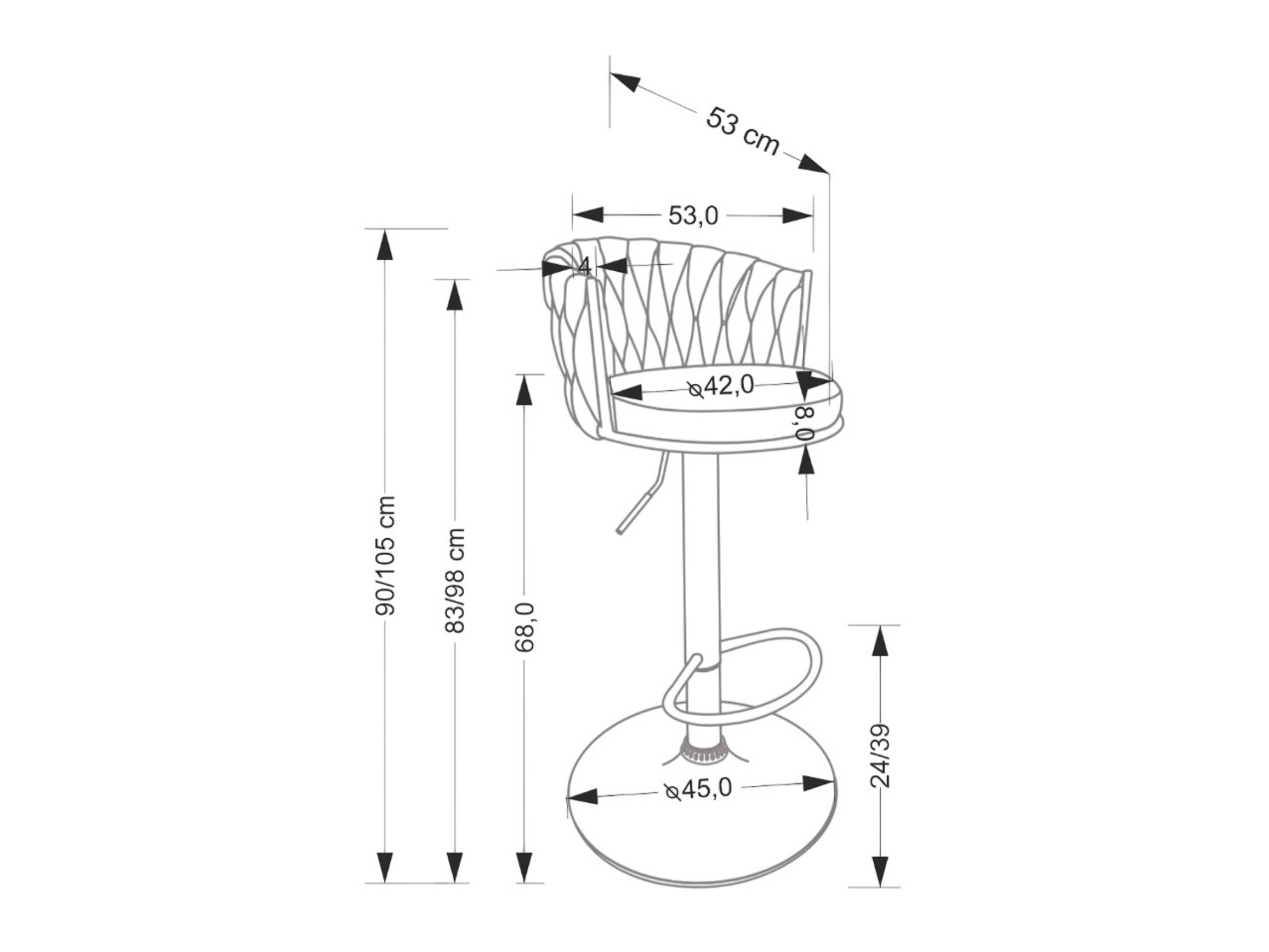 Barkruk Houston 2016 (Grijs + Zwart)