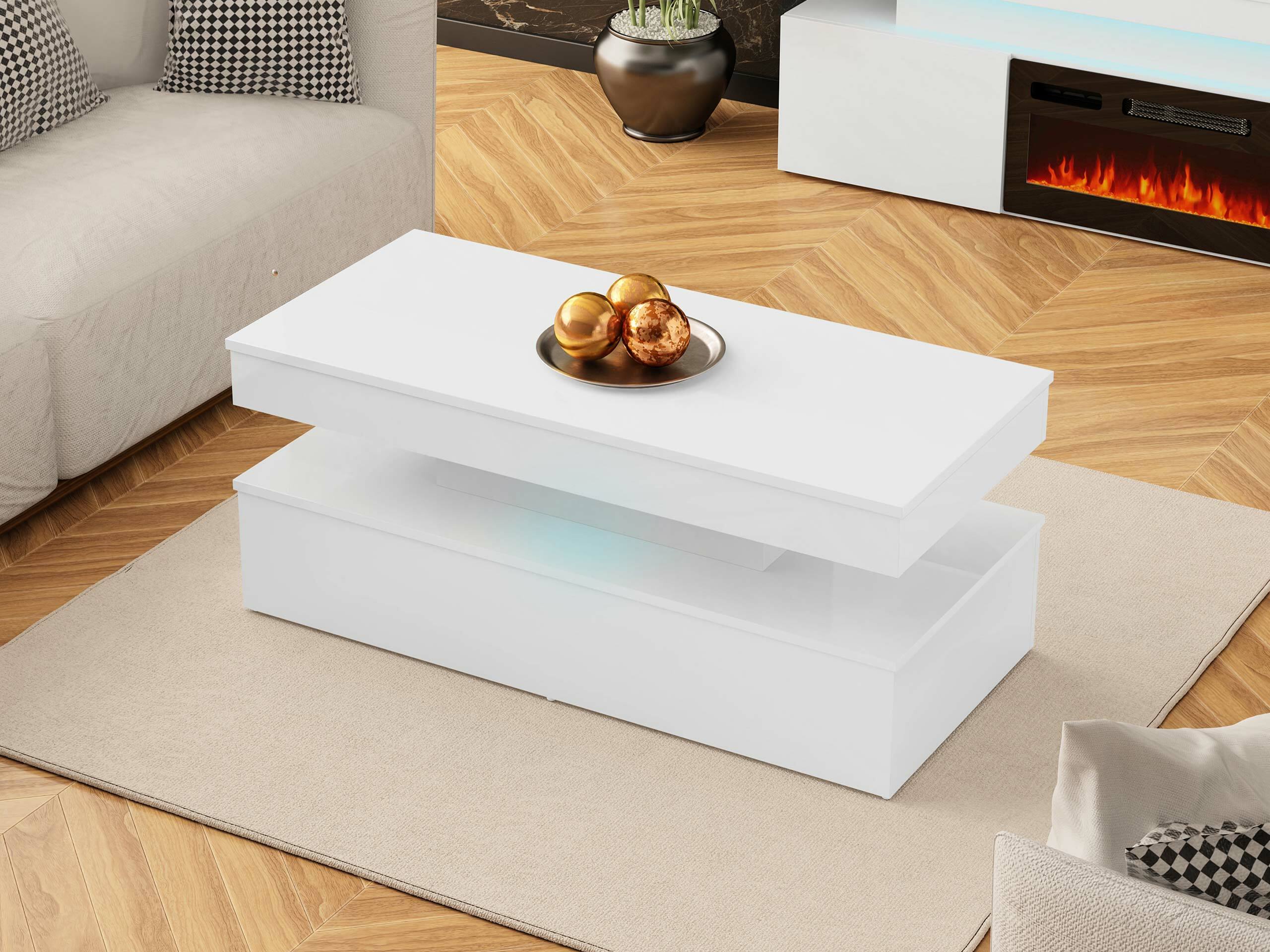 Salontafel Monfero 100 (Wit + Glanzend wit)