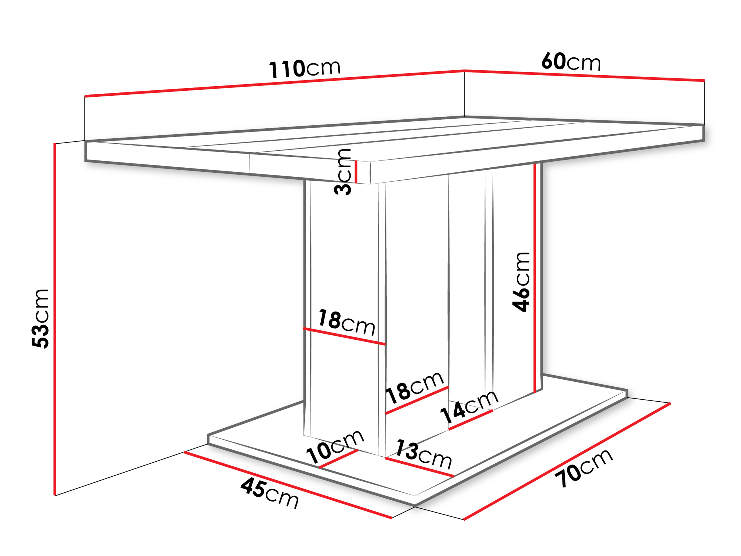 Salontafel Tucson 147 (Wit + Zwart)