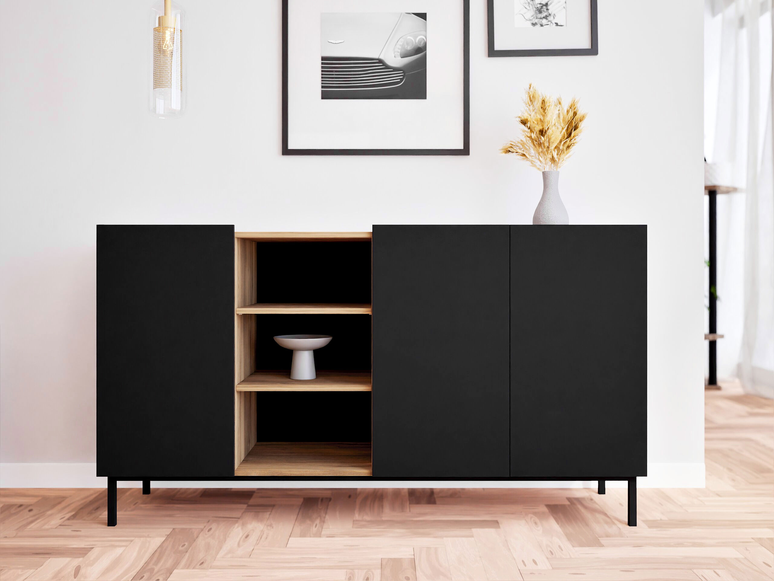 Dressoir Veldome 100 (Zwart + Lichtbruin)