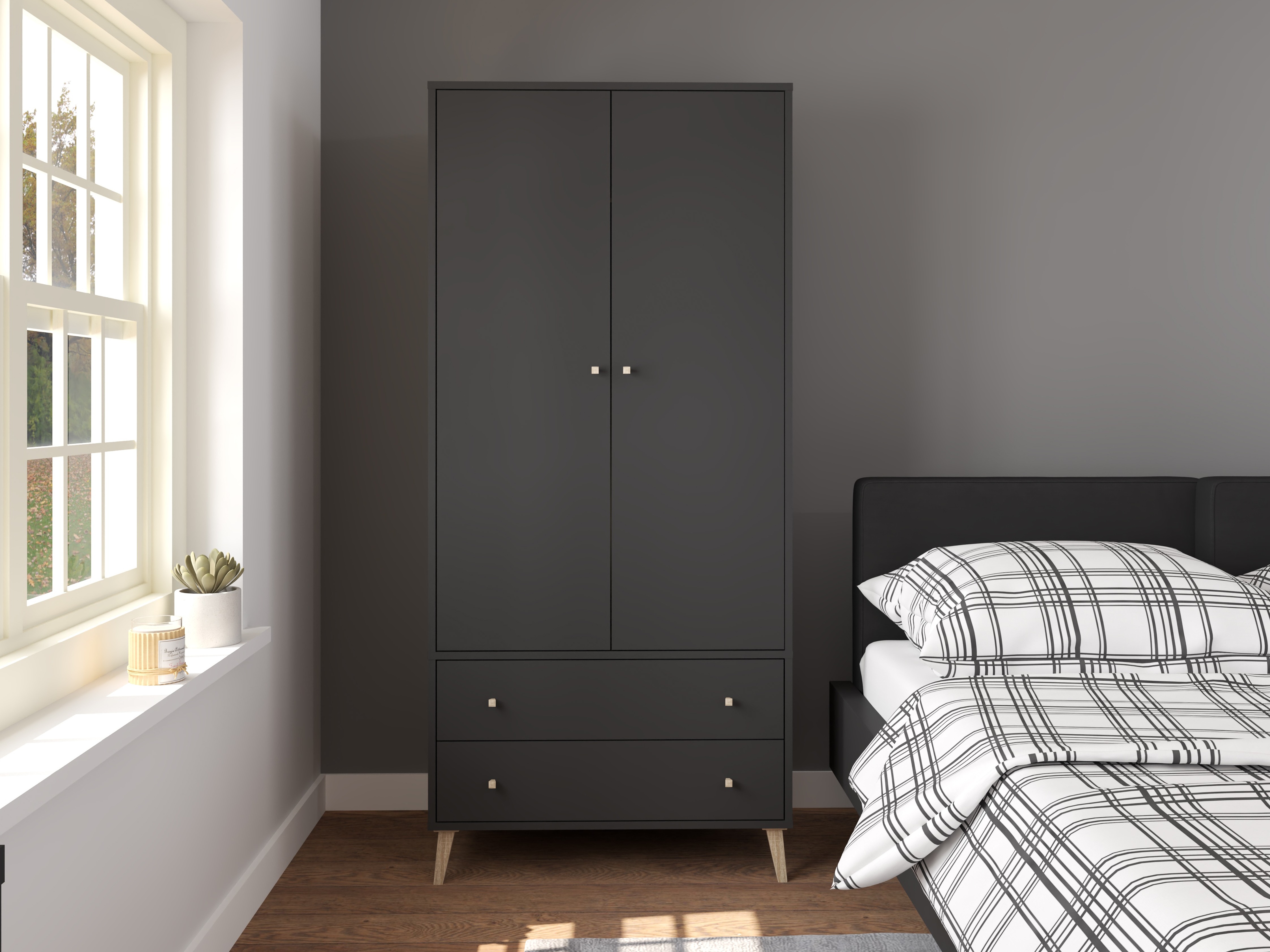Kledingkast Bristol 224 (Antraciet)