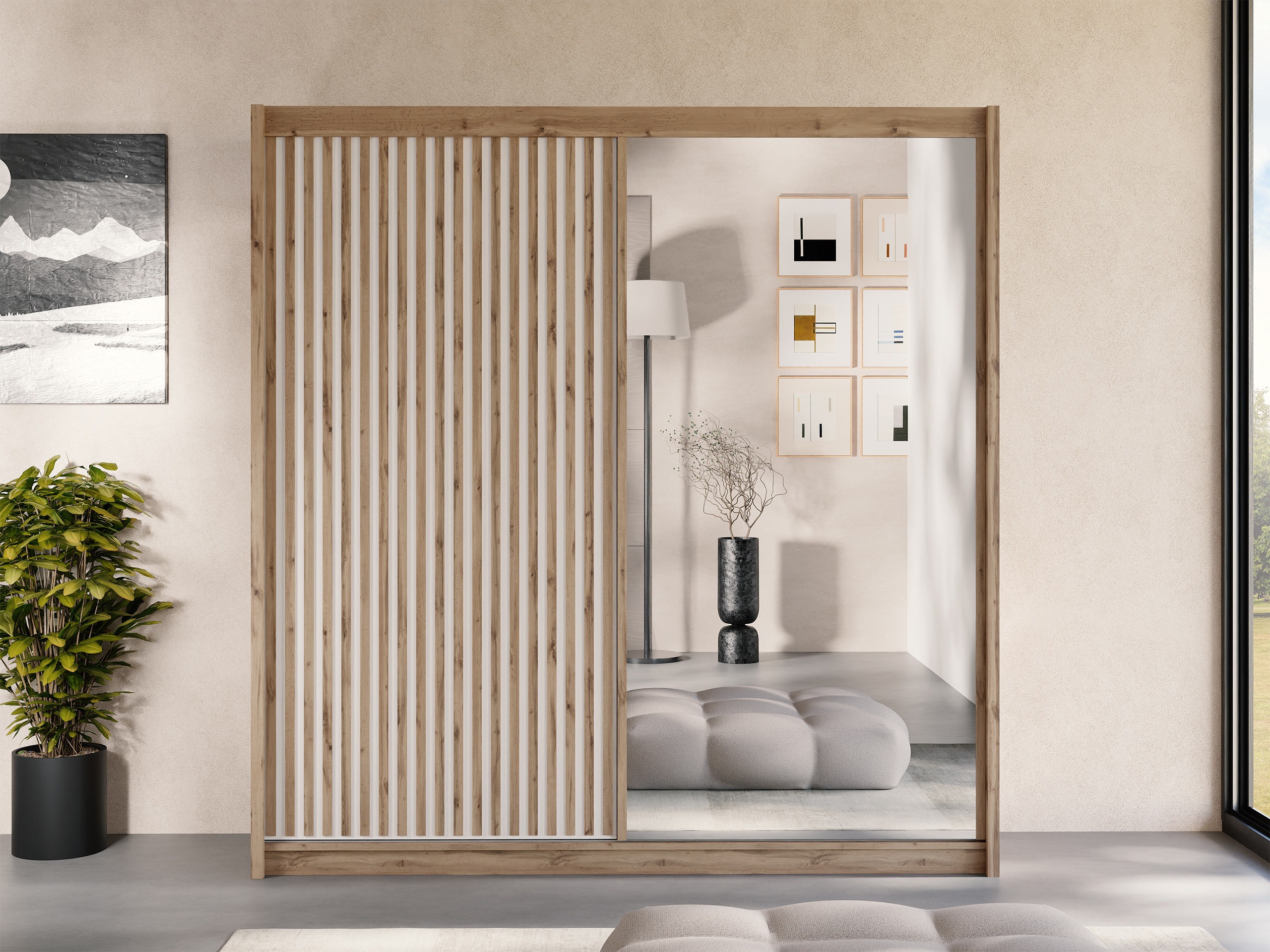 Kledingkast Gemes (Wotan eik + Wit)