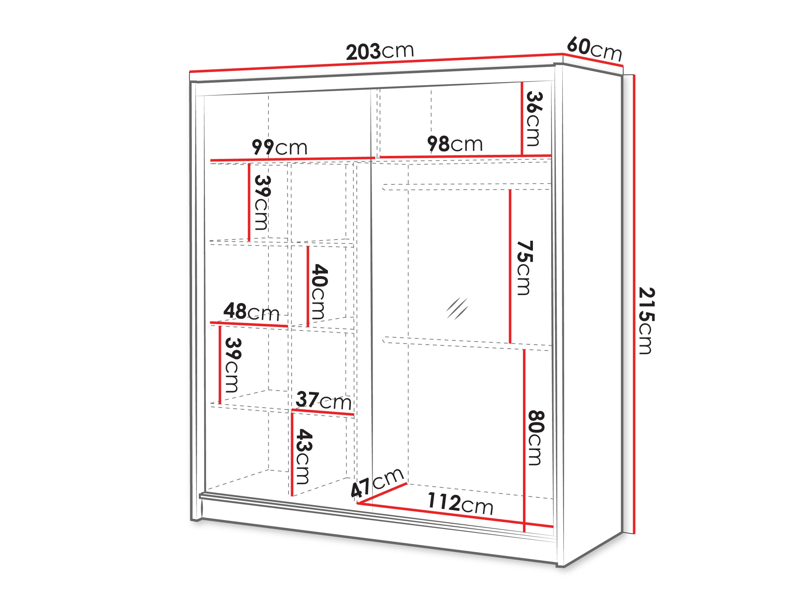 Kledingkast Gemes (Wotan eik + Wit)