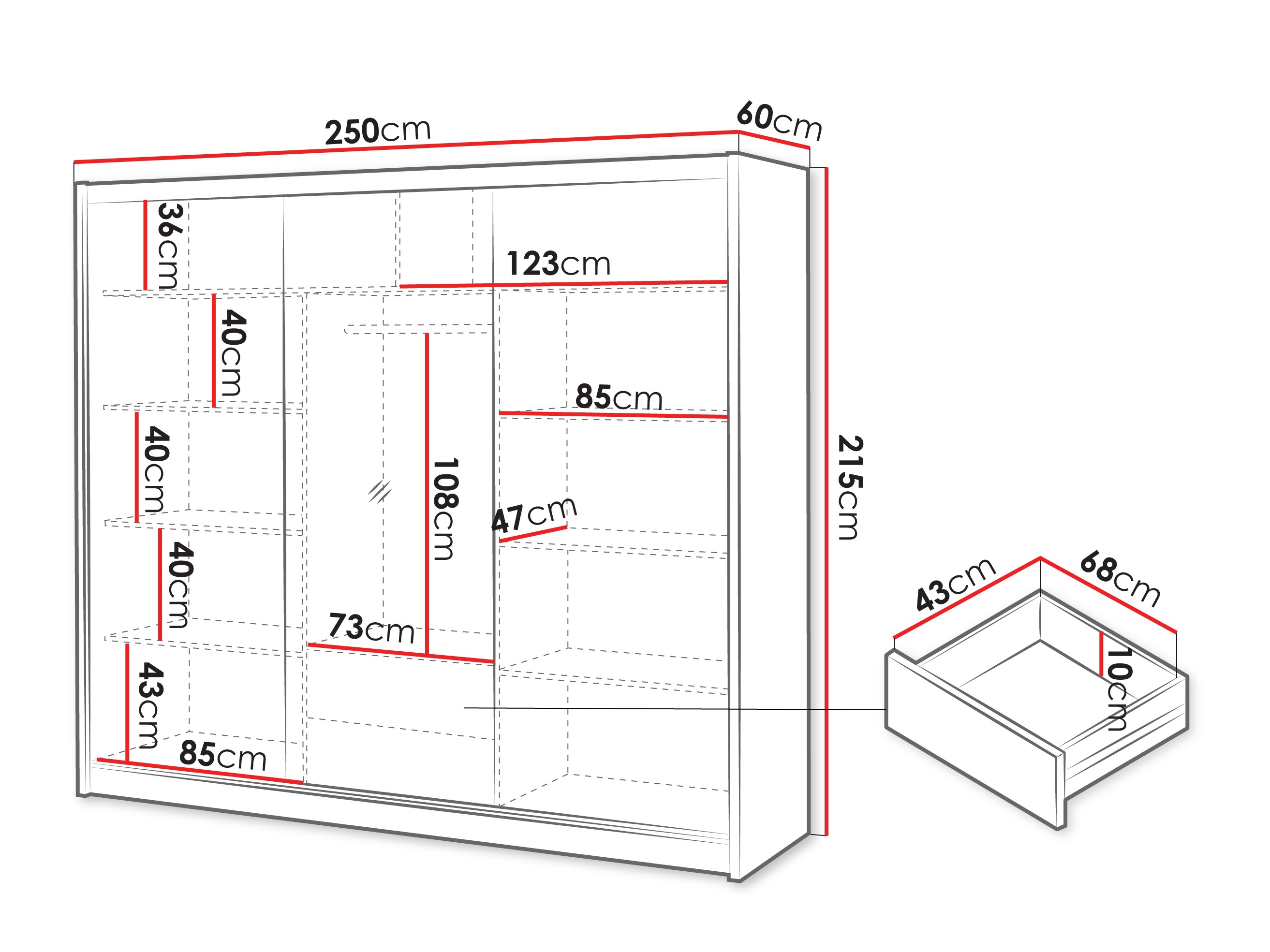 Kledingkast Gemes I (Wotan eik + Wit)