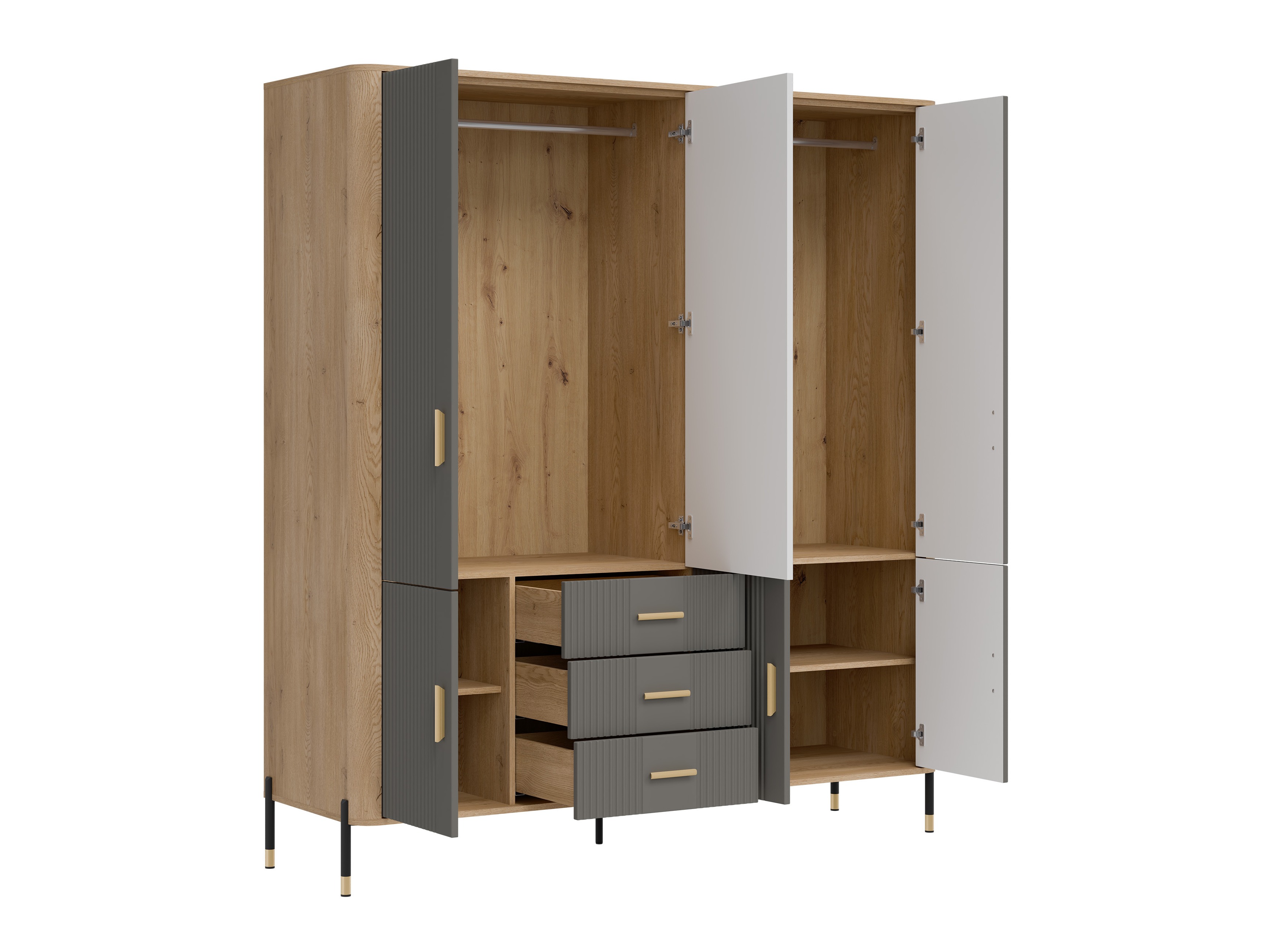 Kledingkast Flosora 135 (Grijs)