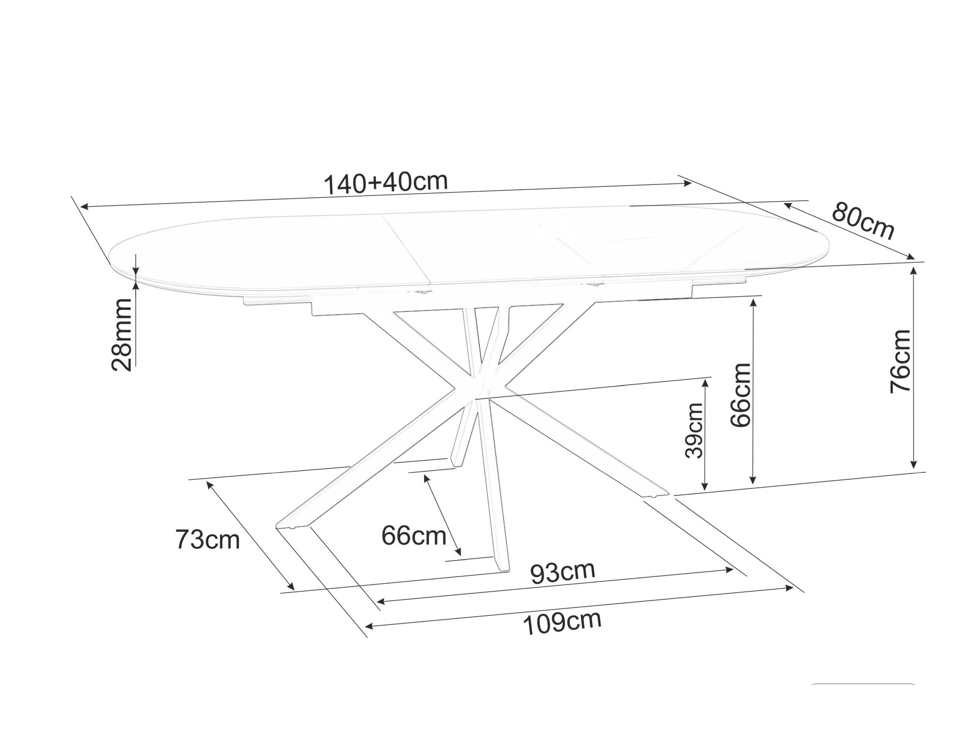 Tafel Detroit 862 (Wit marmer)