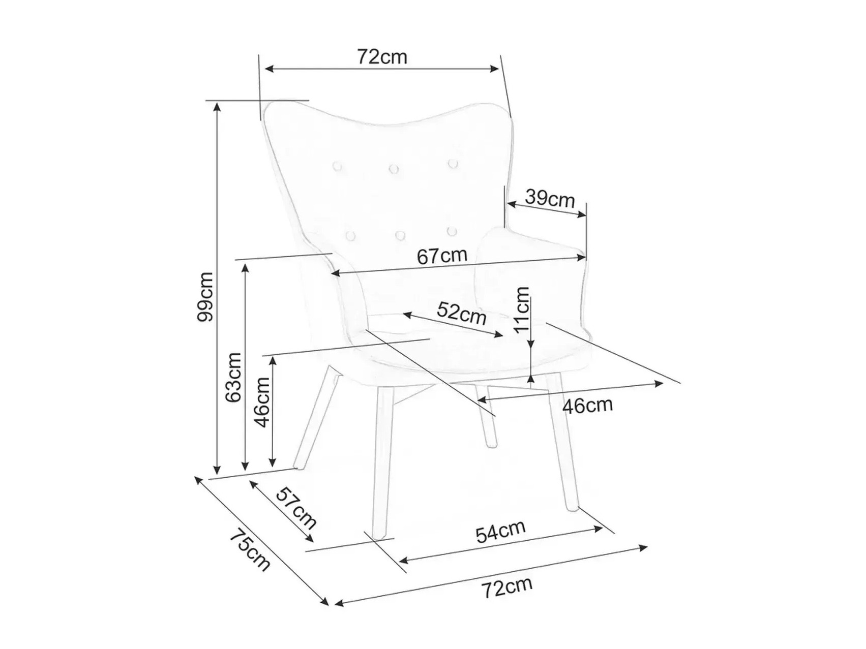 Fauteuil Detroit 864 (Lichtbruin)