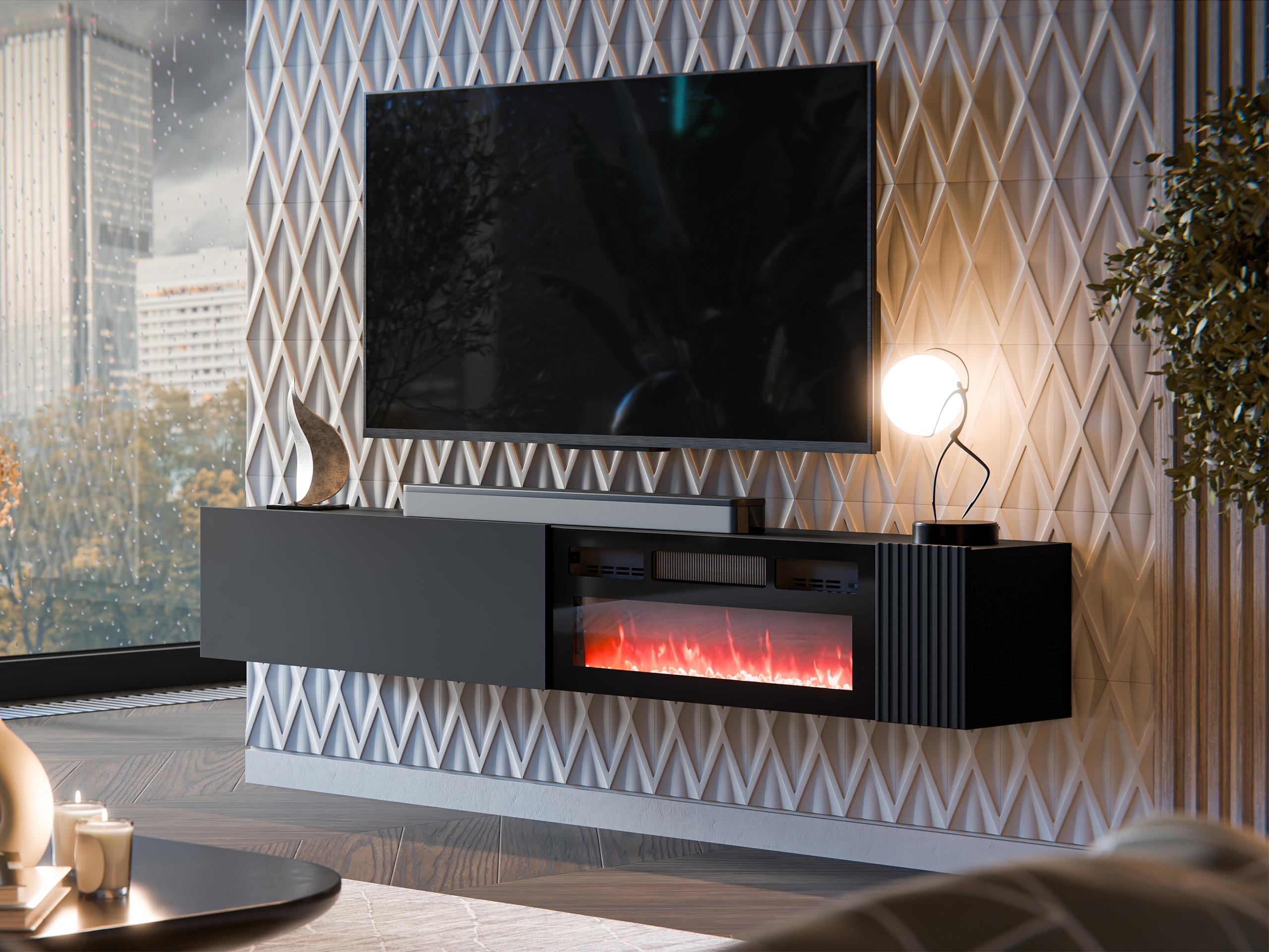 TV-meubel Calveru 110 (Zwart)